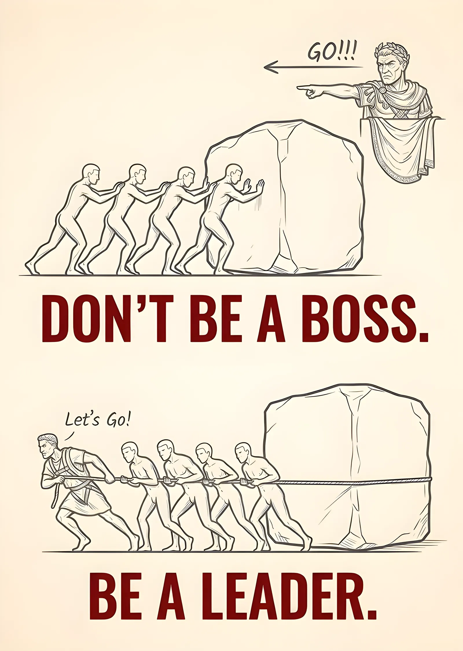 Don't Be a Boss - Be a Leader metal tablo