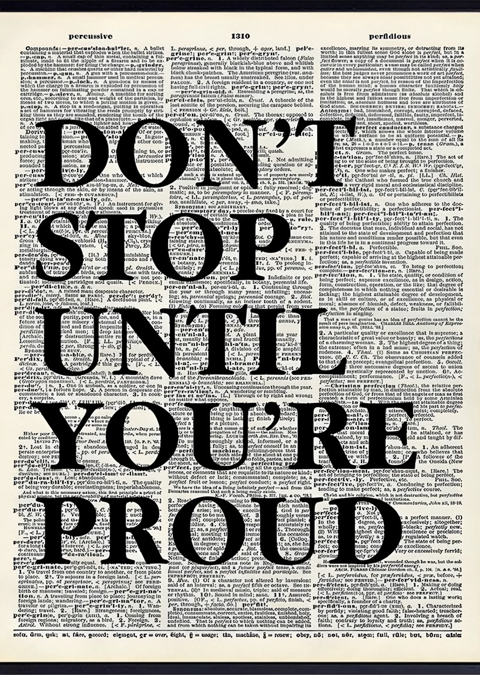 Don't Stop Until You're Proud - Sözlük Sayfası metal tablo