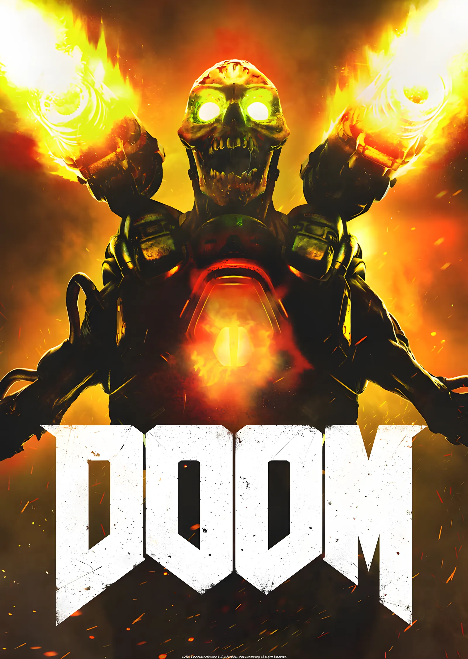 DOOM - Alevli Kurukafa metal tablo