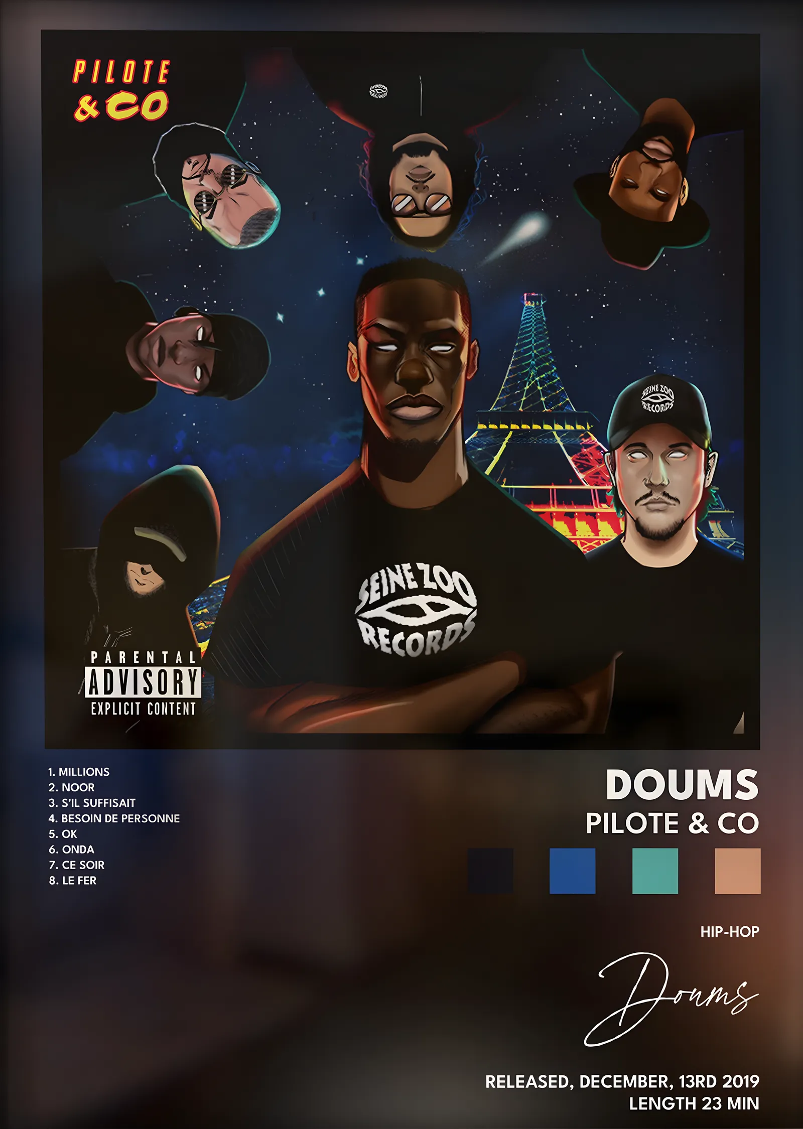 Doums: Pilote & Co metal tablo