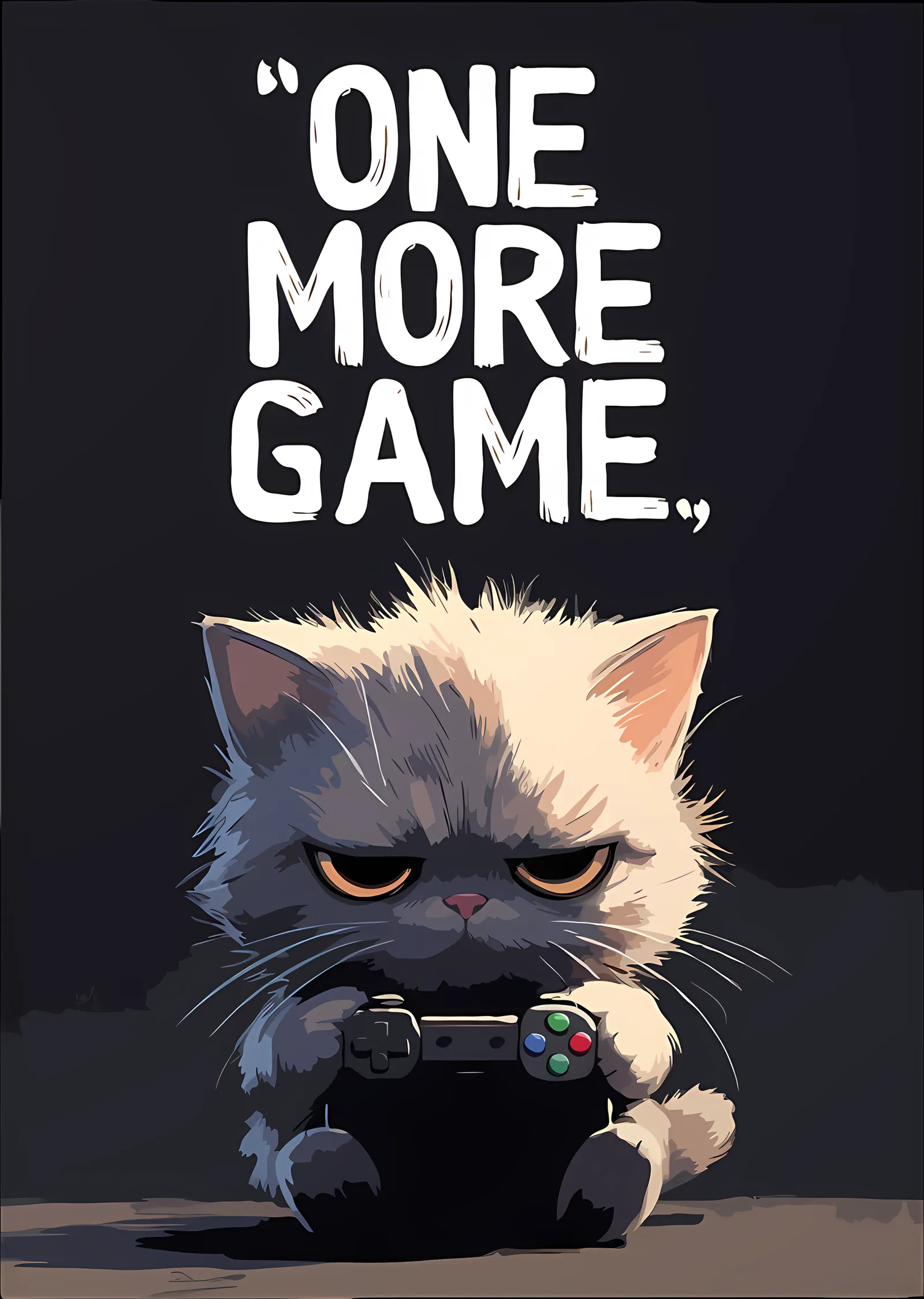One More Game - Beyaz Kedi metal tablo