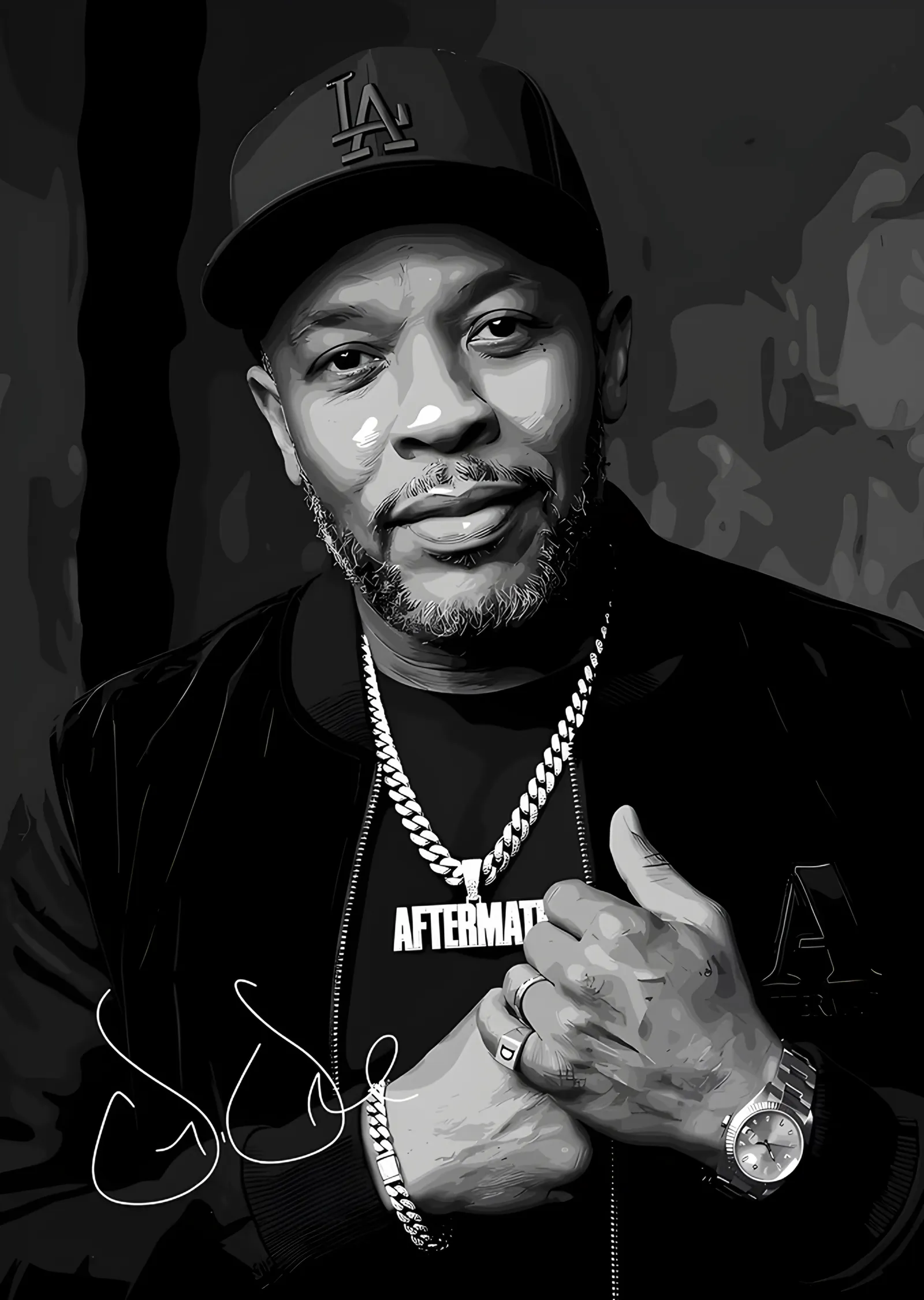 Dr. Dre - Aftermath İmzalı Portre metal tablo