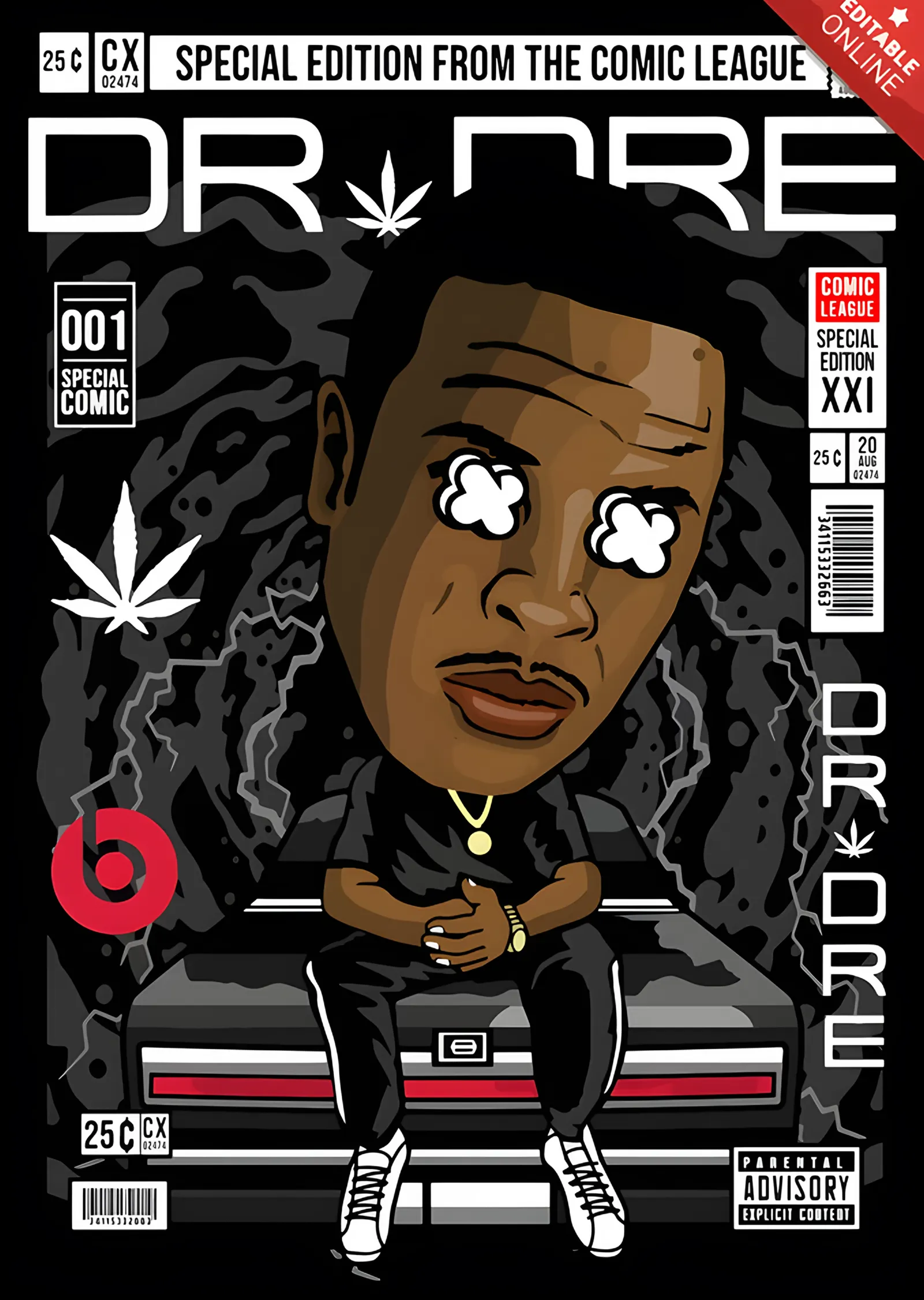 Dr. Dre - Çizgi Roman Kapağı metal tablo