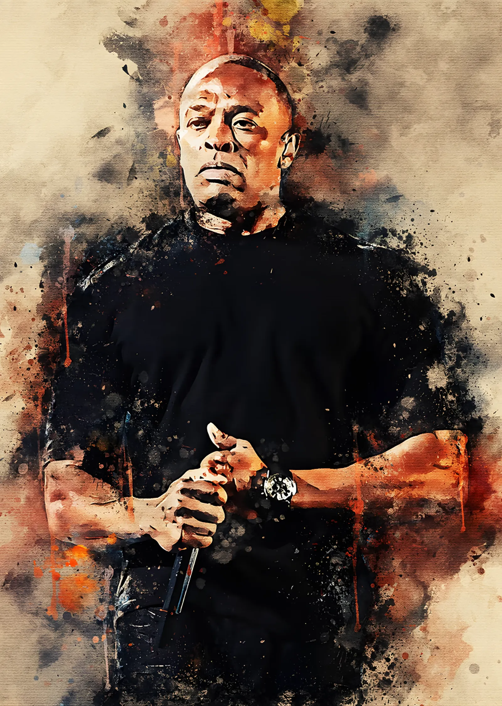 Dr. Dre - Fırça Darbeli Portre metal tablo