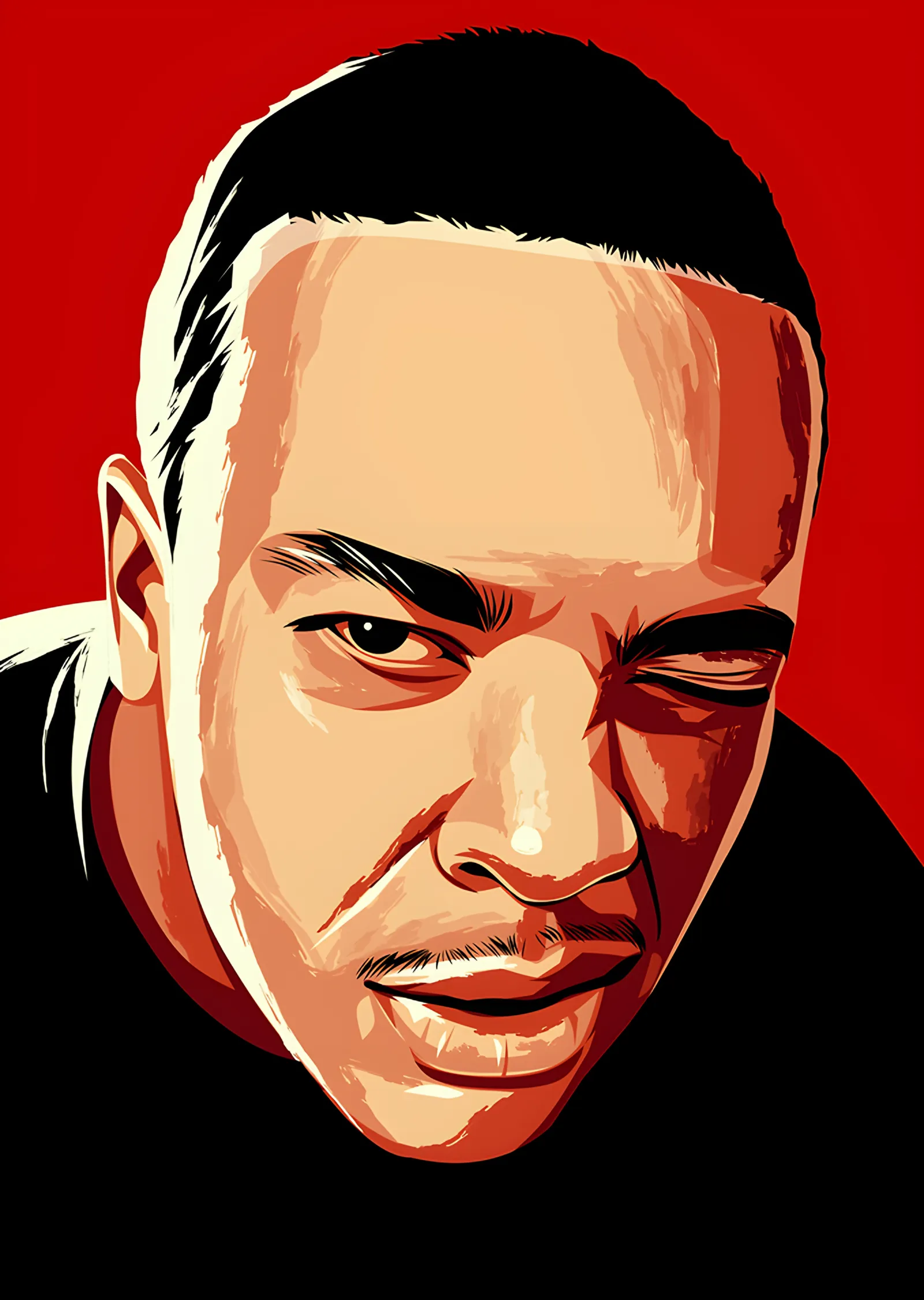 Dr. Dre - Kırmızı Zeminde Vektör Portre metal tablo