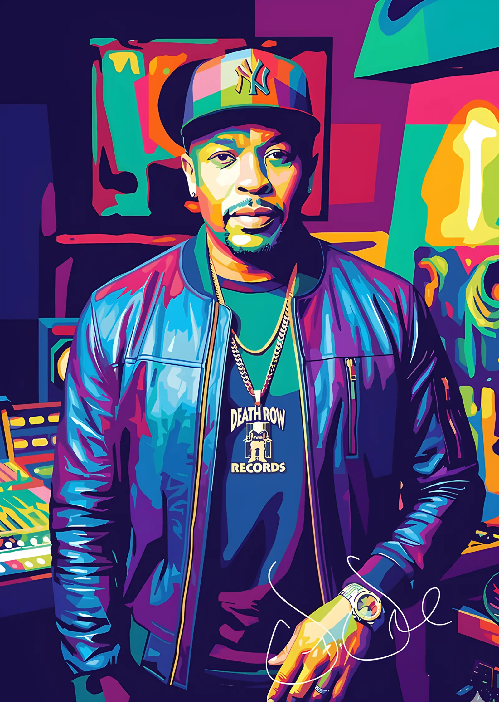 Dr. Dre - Renkli Pop Art Portre metal tablo