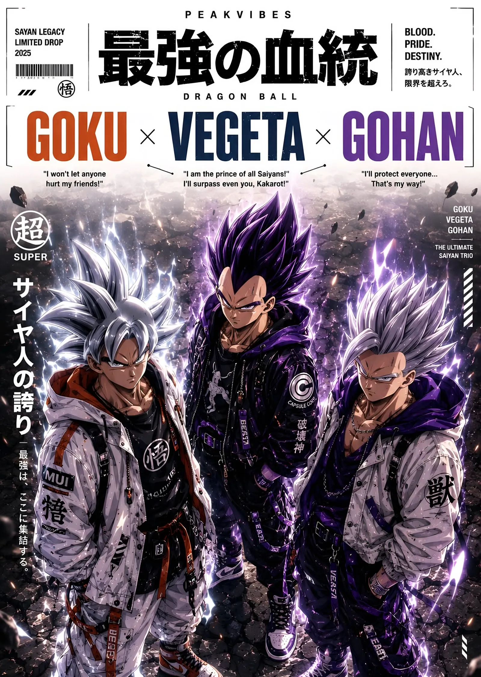 Dragon Ball - Goku, Vegeta ve Gohan metal tablo