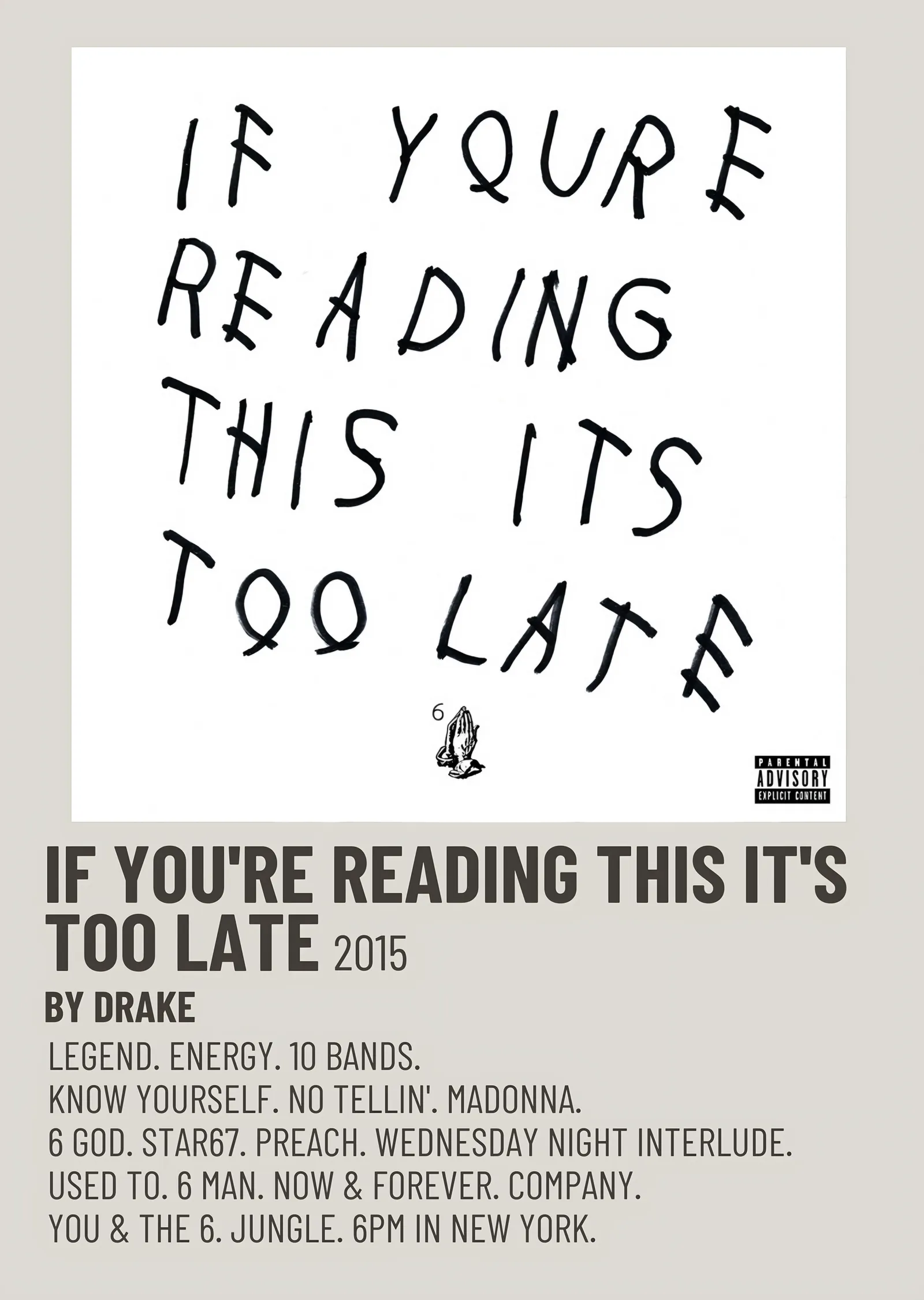 Drake - If You're Reading This It's Too Late metal tablo