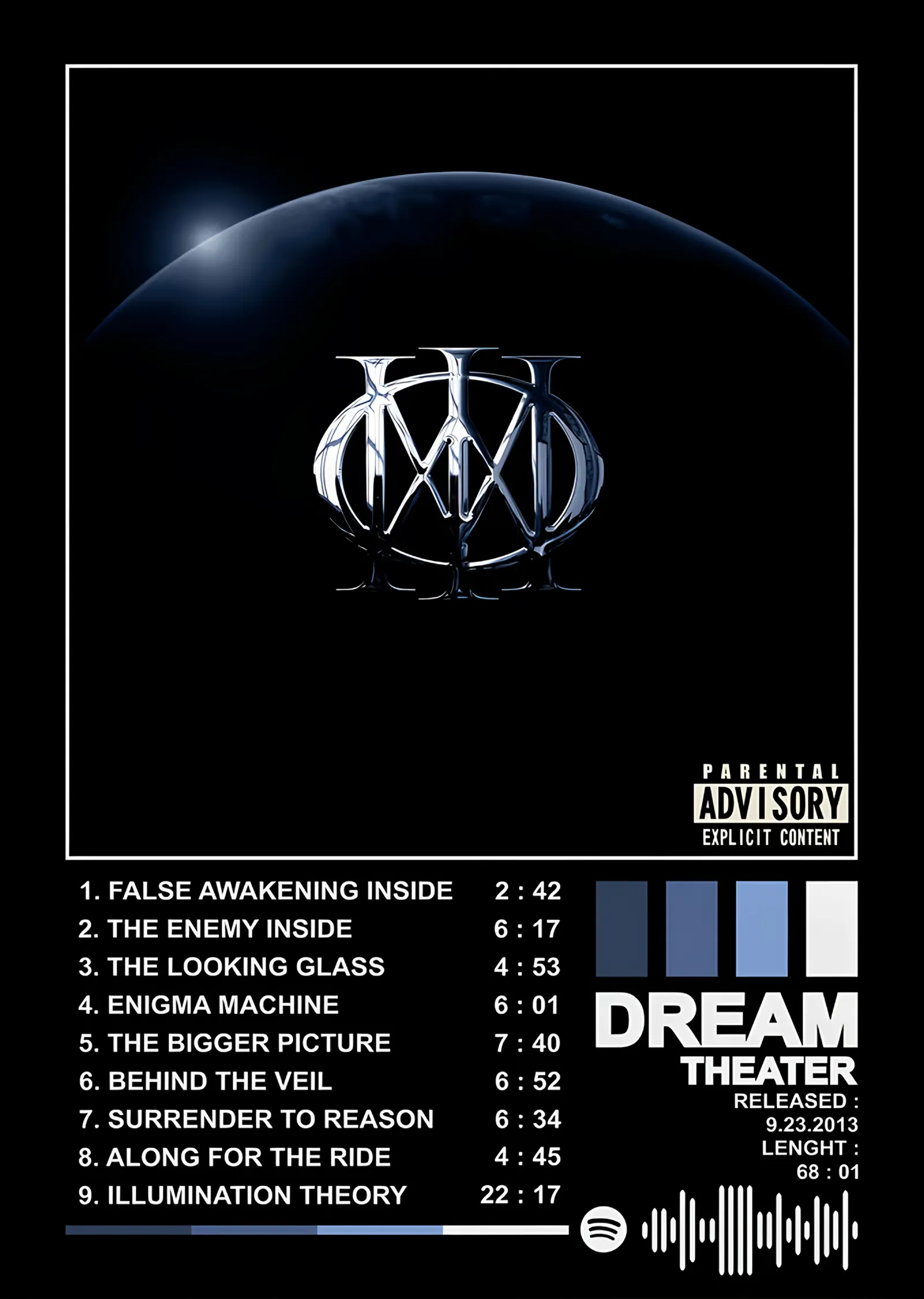 Dream Theater - 2013 Şarkı Listesi metal tablo