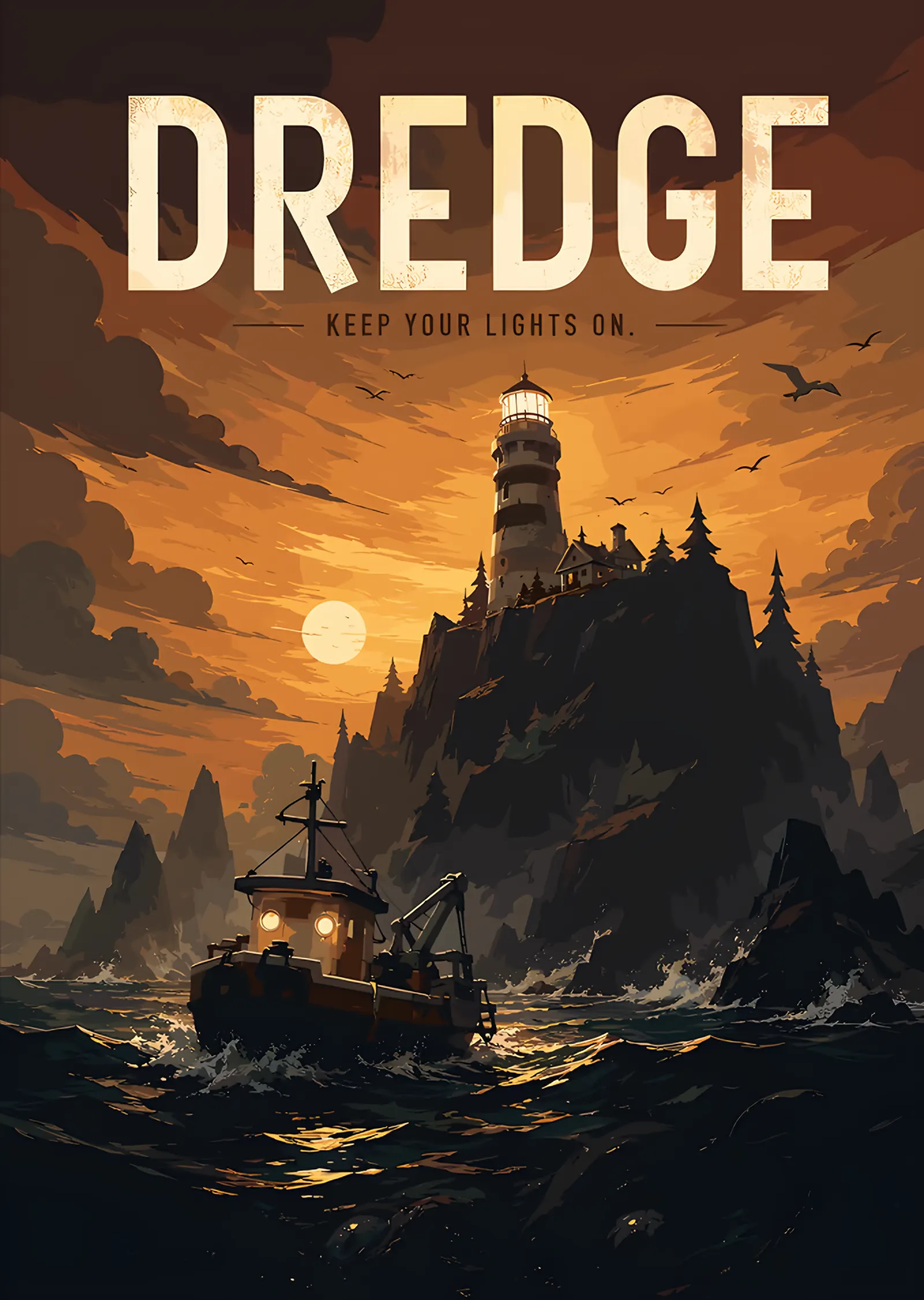Dredge: Tepedeki Fenere Dönen Tekne metal tablo