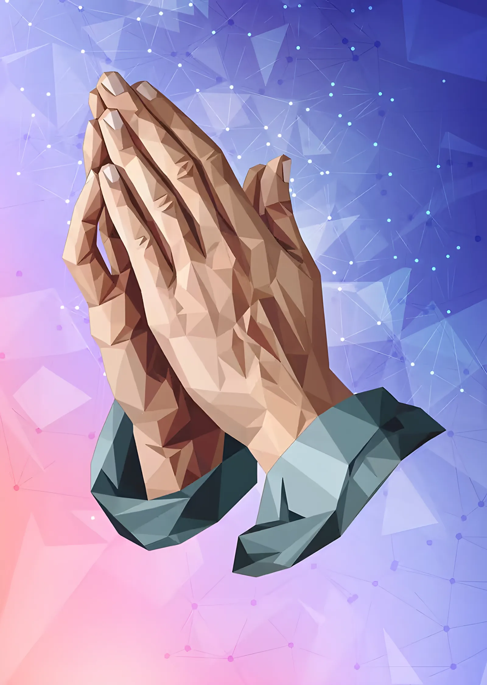 Dua Eden Eller Low Poly (Albrecht Dürer Tarzı) metal tablo