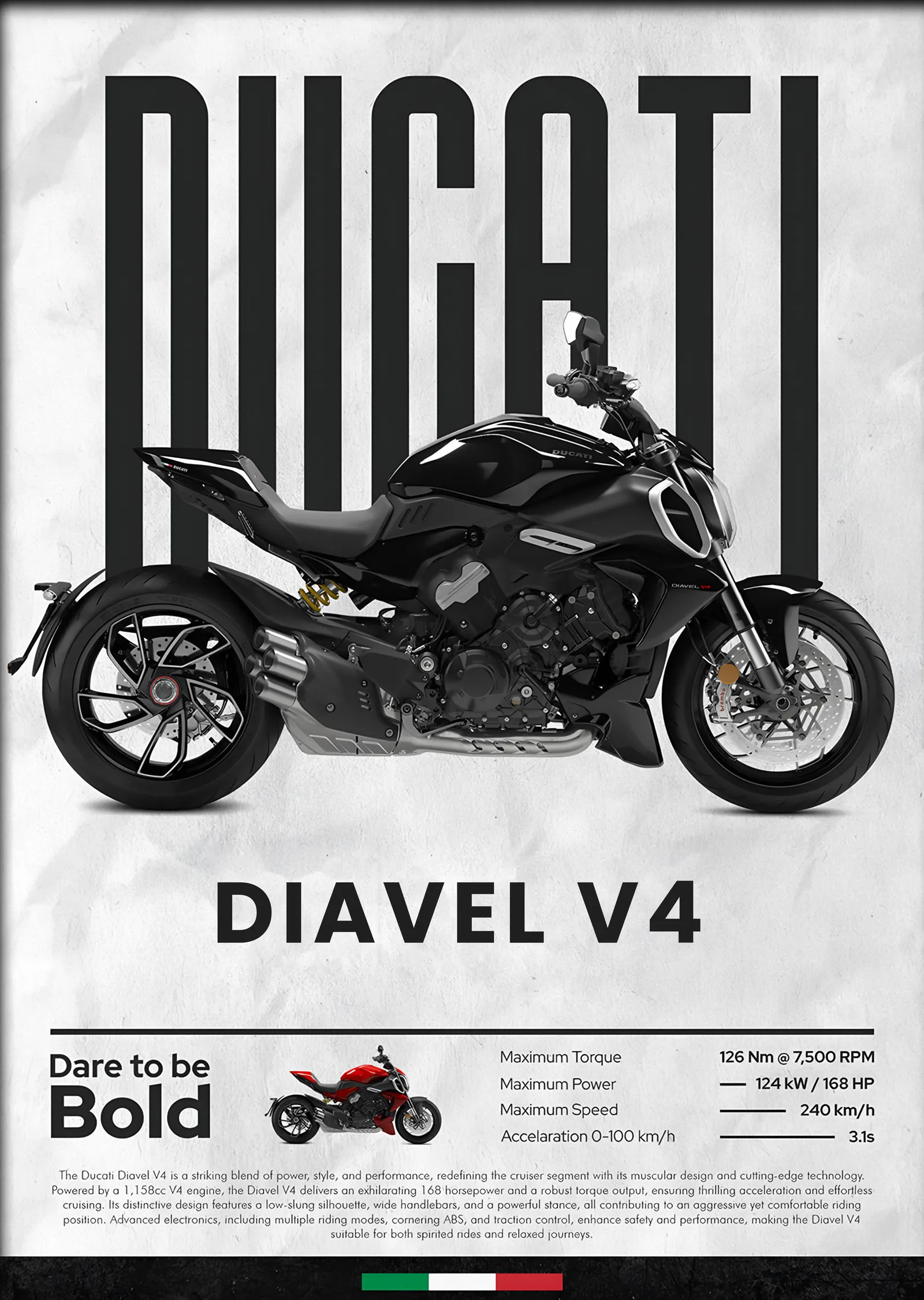 Ducati Diavel V4 Mat metal tablo