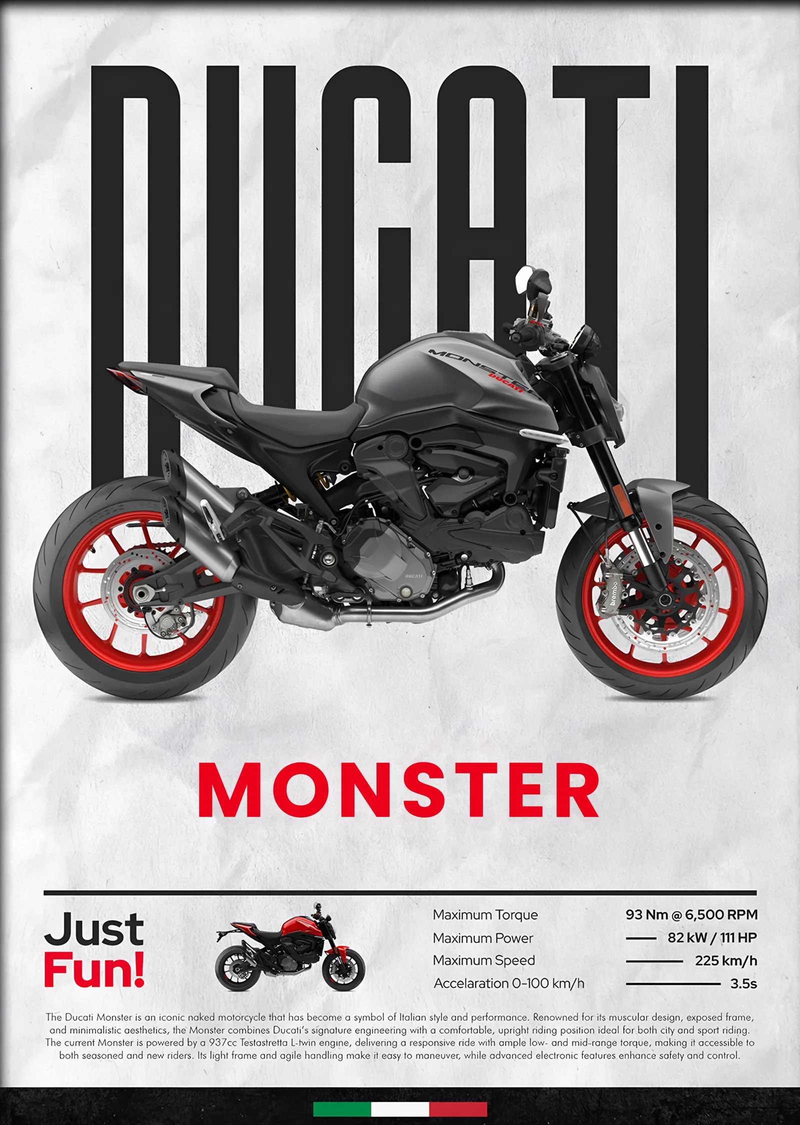 Ducati Monster metal tablo