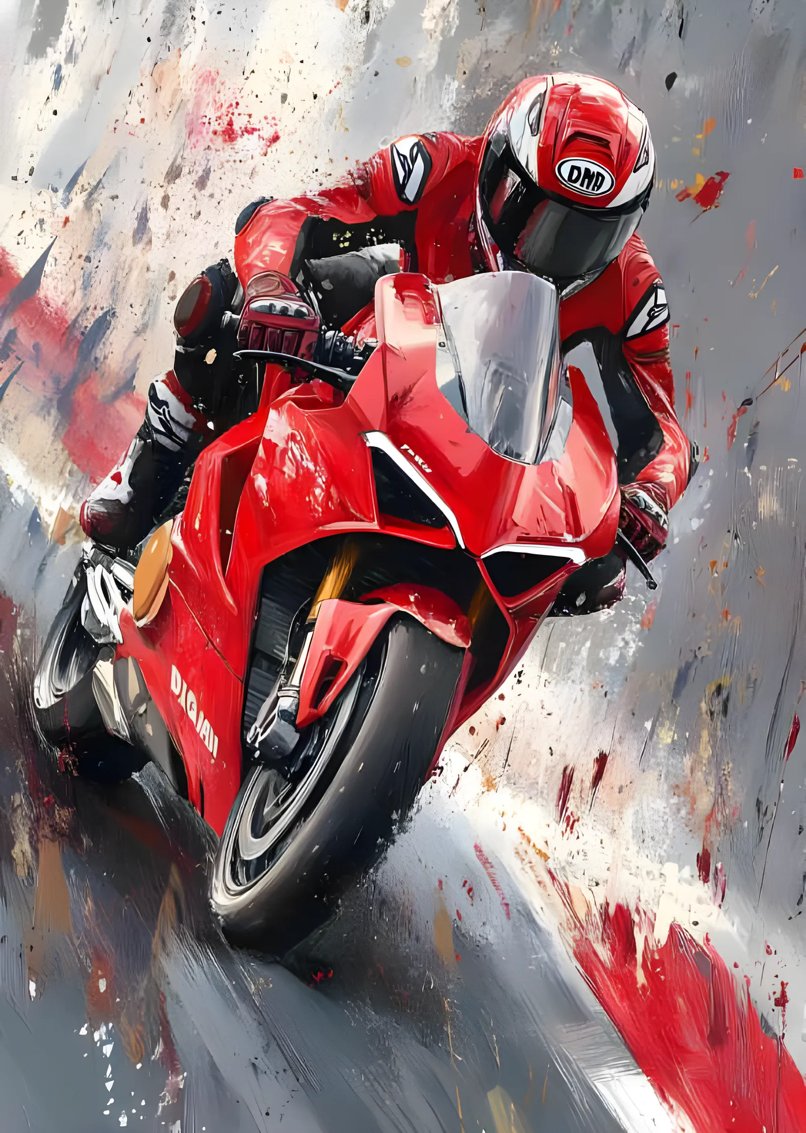 Ducati Panigale V4R - Gri Asfaltta Kızıl İz metal tablo