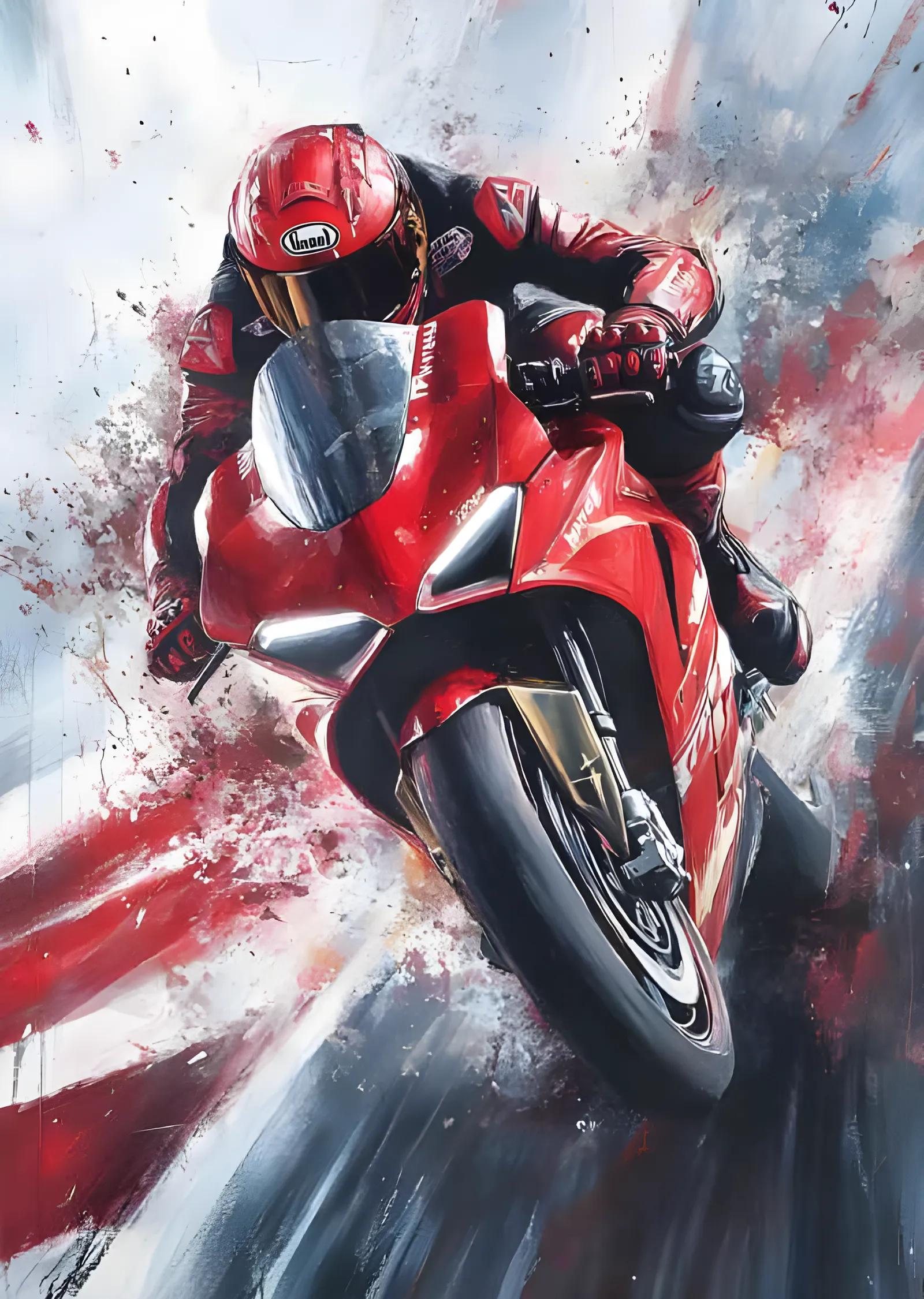 Ducati Panigale V4R - Sıçrayan Kırmızı Boya metal tablo