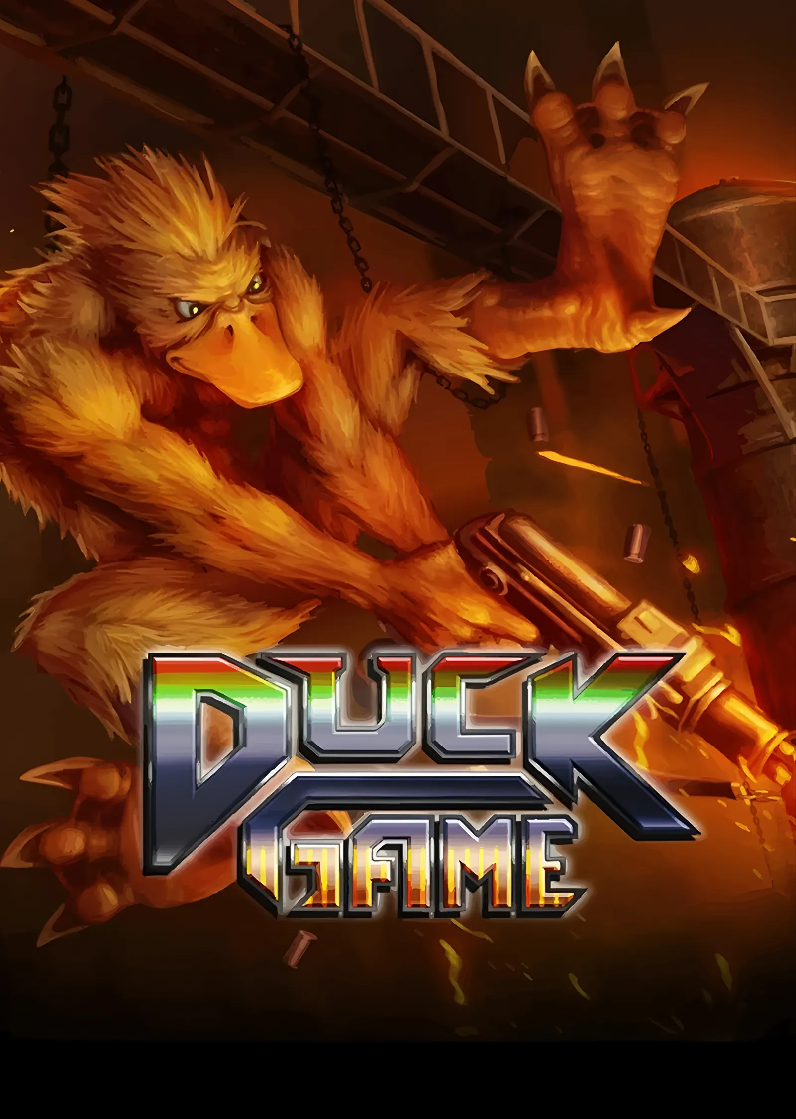 Duck Game: Alevli Zeminde Silahlı Ördekler metal tablo