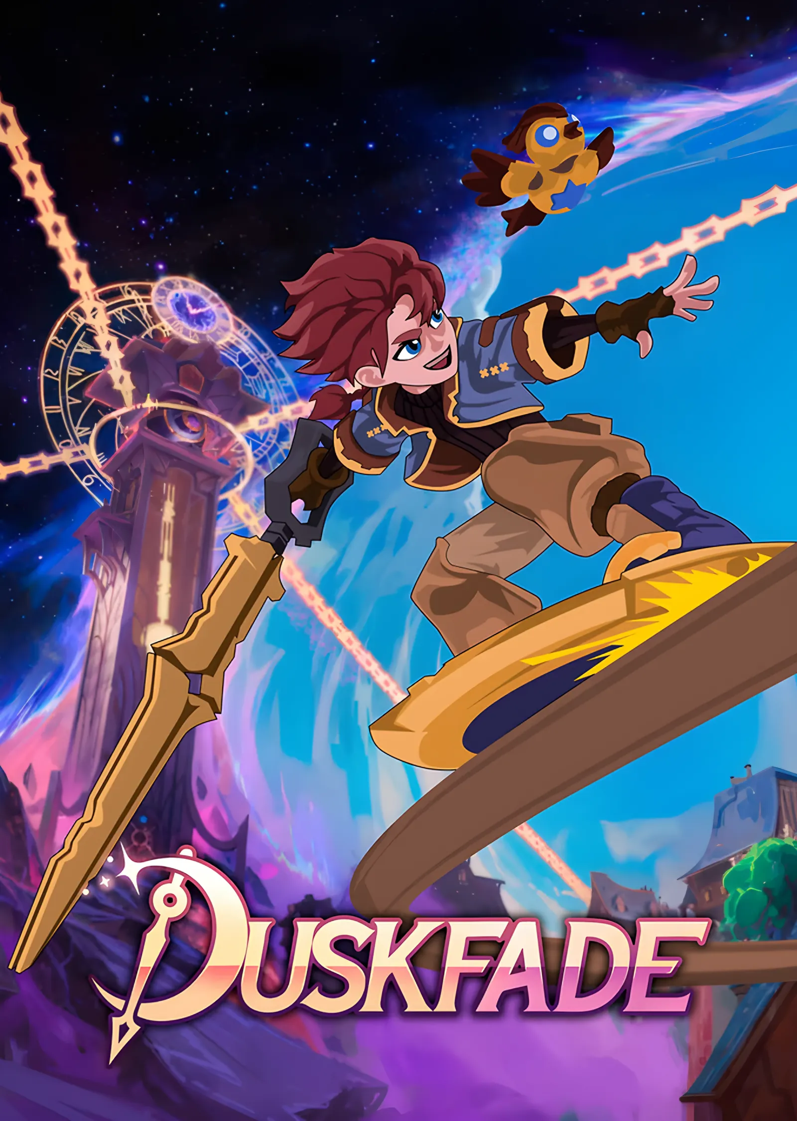 Duskfade: Zincirli Saatte Kılıçlı Genç metal tablo