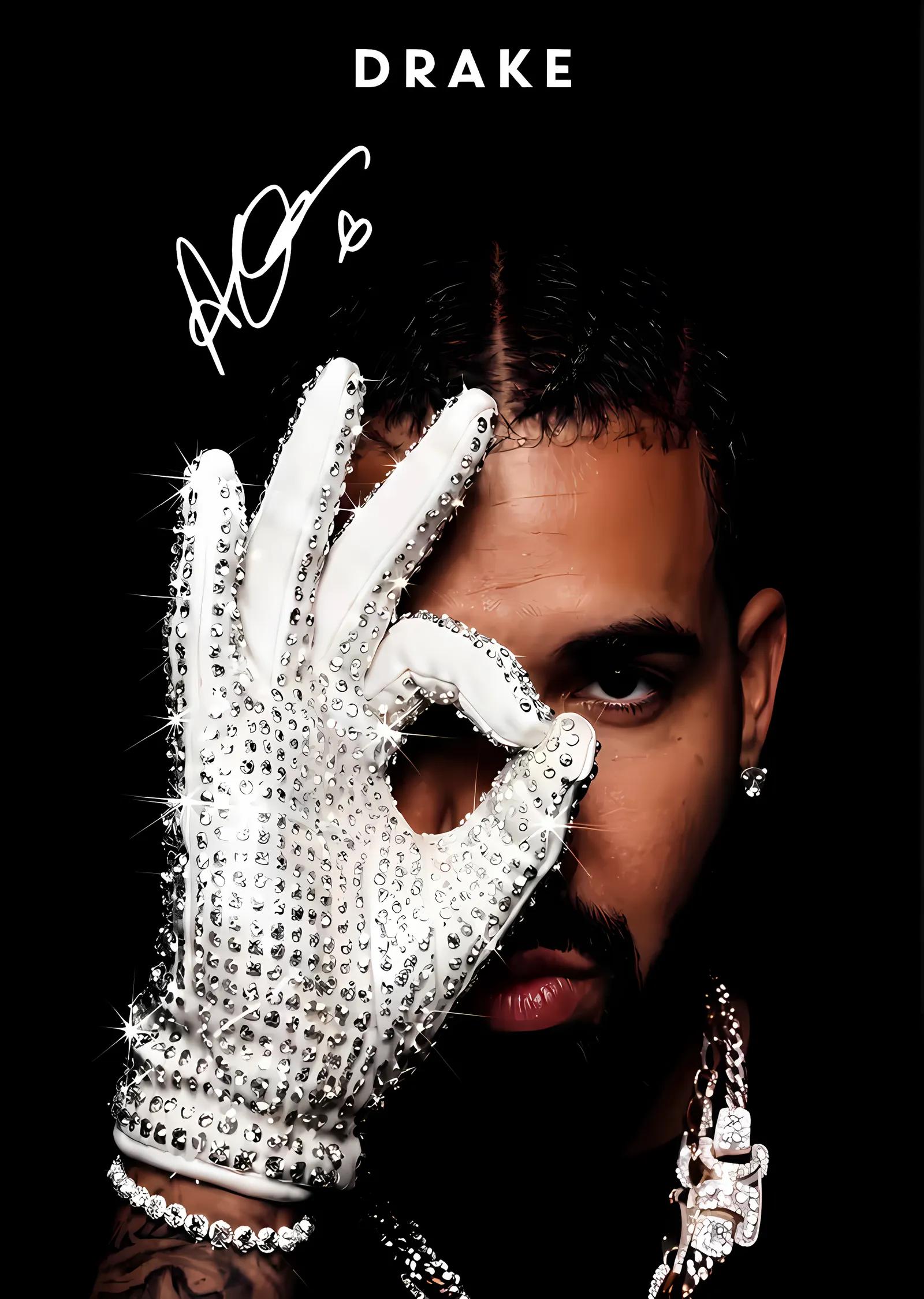 Drake: Beyaz Eldiven metal tablo