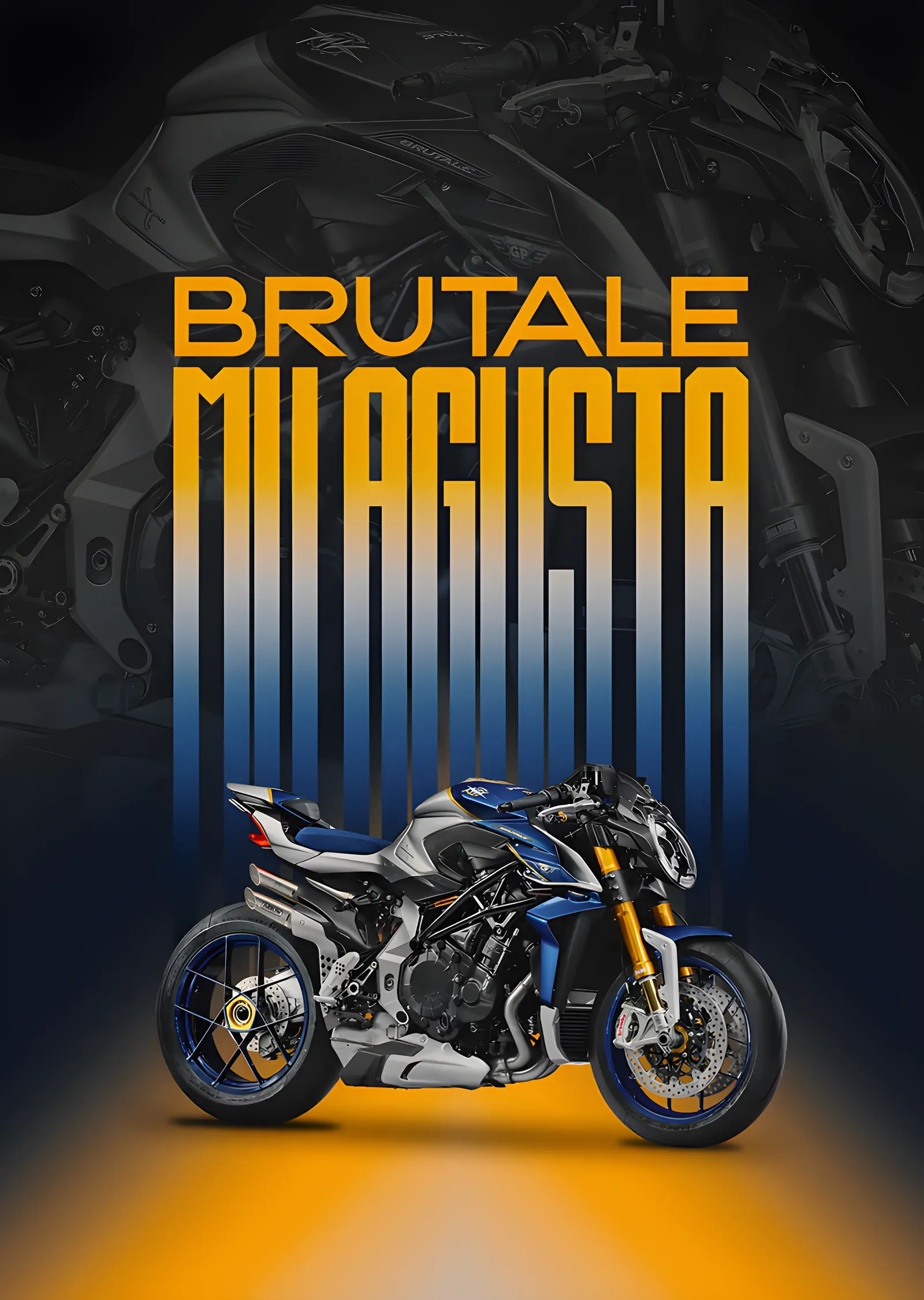 MV Agusta Brutale - Turuncu Gradyan metal tablo