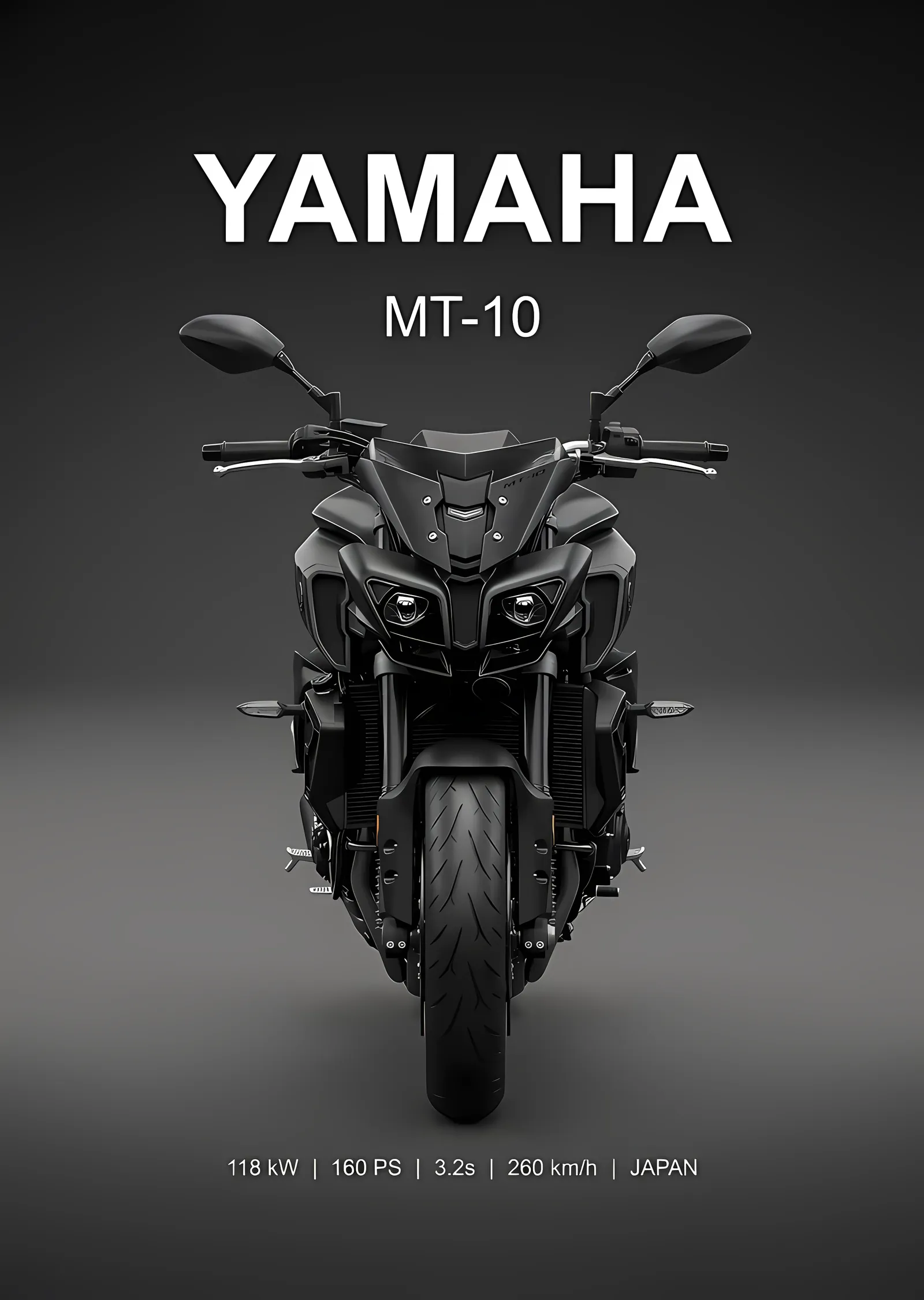 Yamaha MT-10 - Önden Görünüm metal tablo