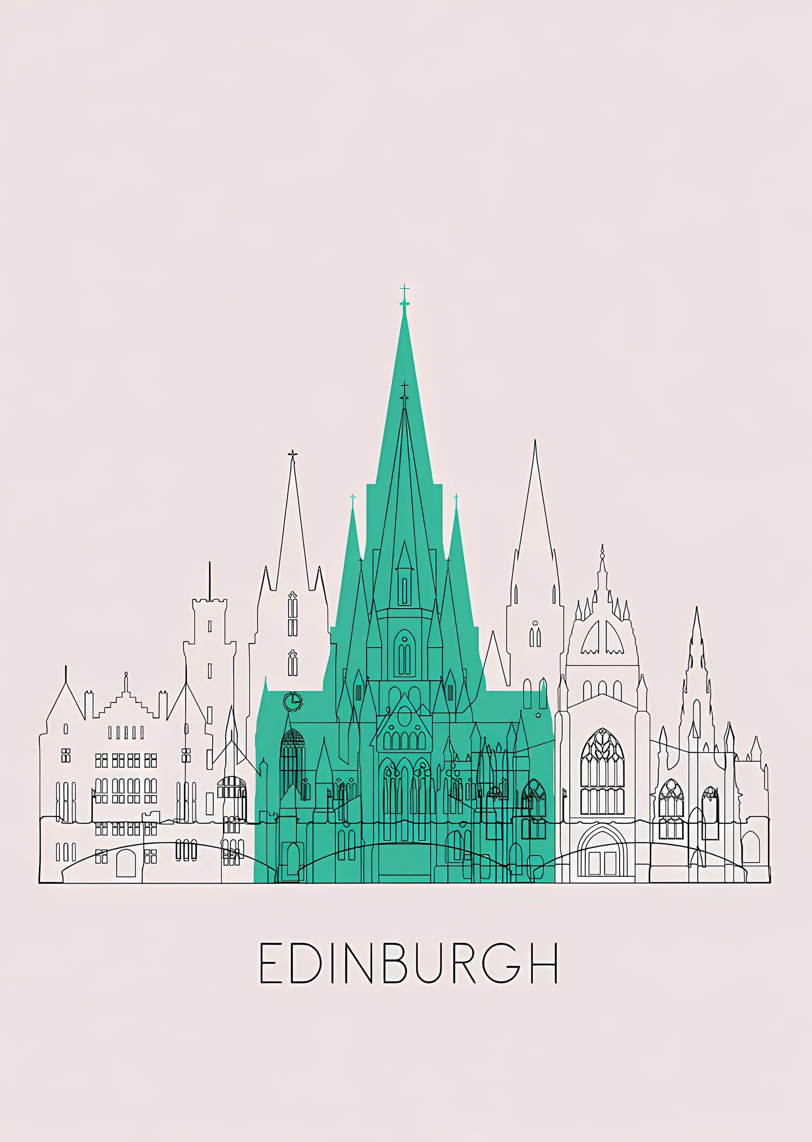 Edinburgh - Çizgi Mimari metal tablo