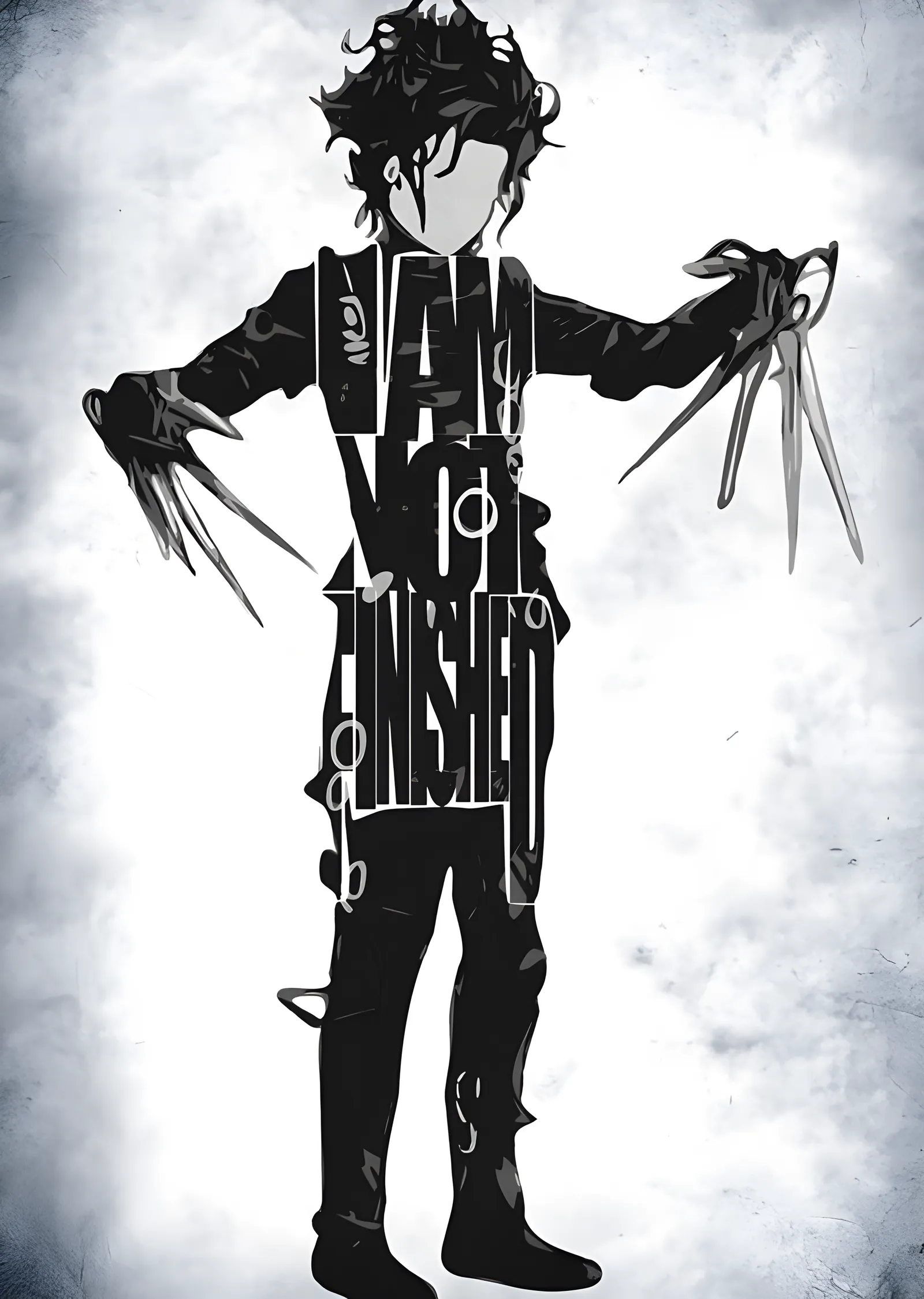 Edward Scissorhands - Tipografi Portre metal tablo