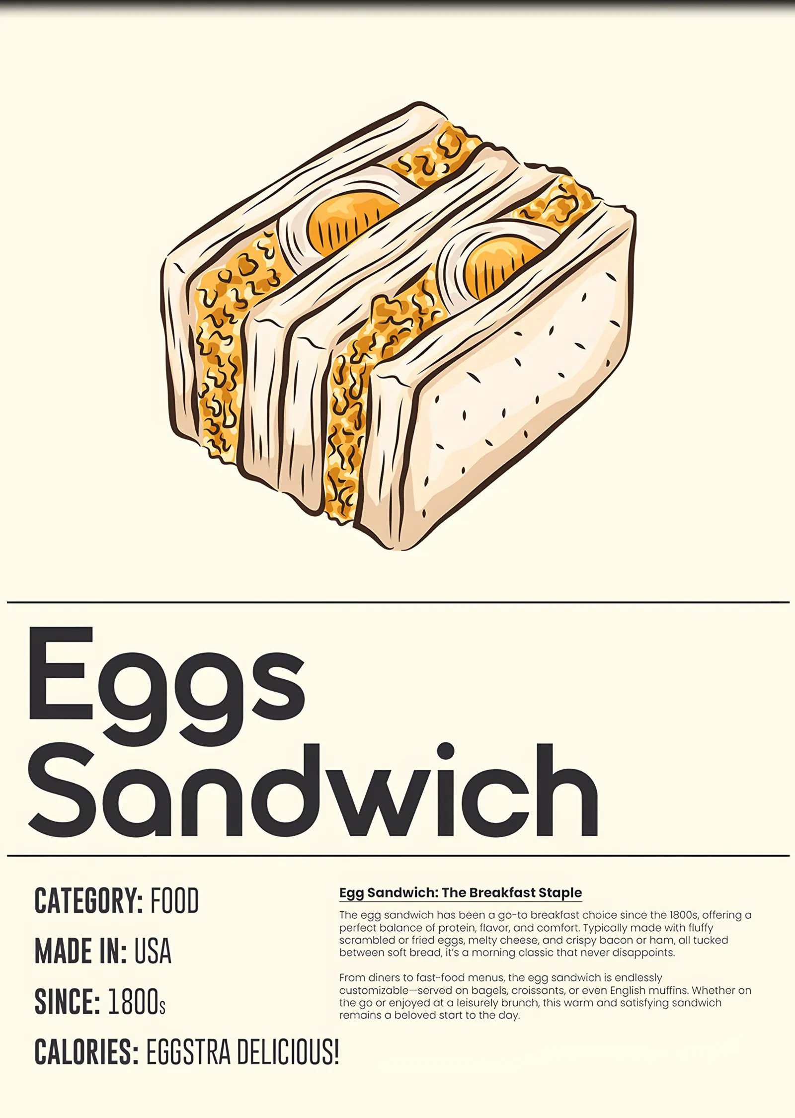 Eggs Sandwich Mutfak Kartı metal tablo