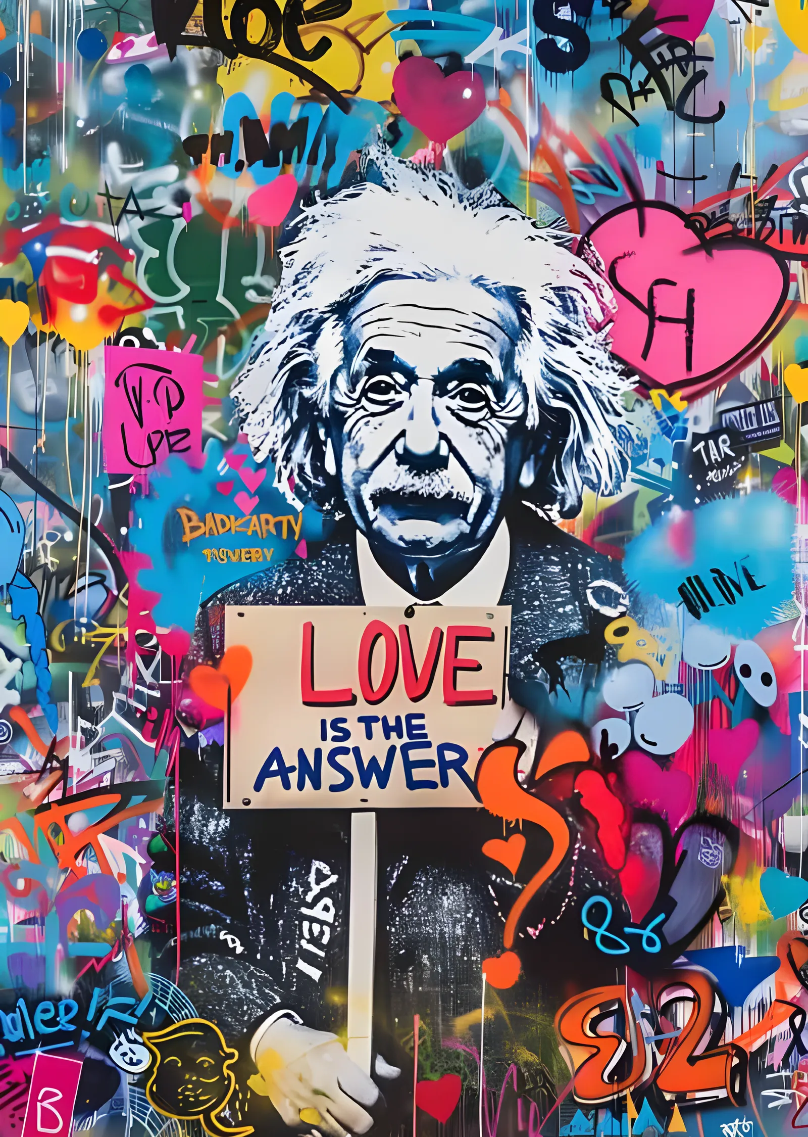 Einstein - Love Is The Answer Grafiti metal tablo