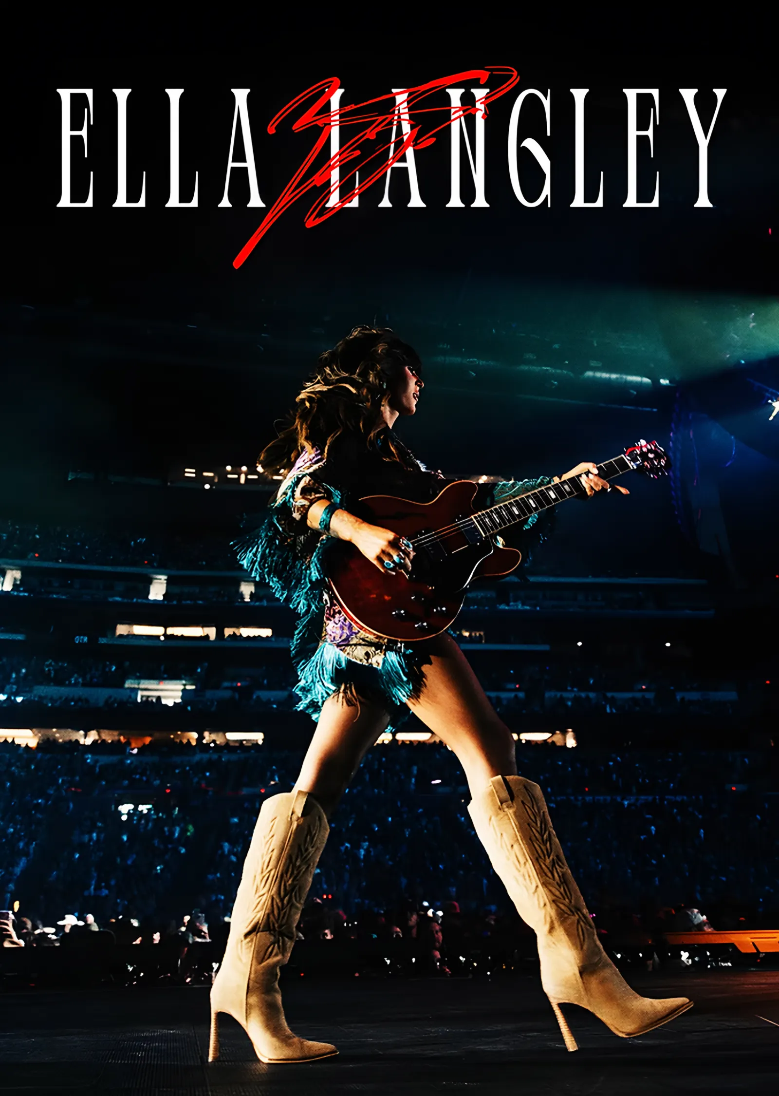 Ella Langley: Sahnede Gitarla Yürüyüş metal tablo