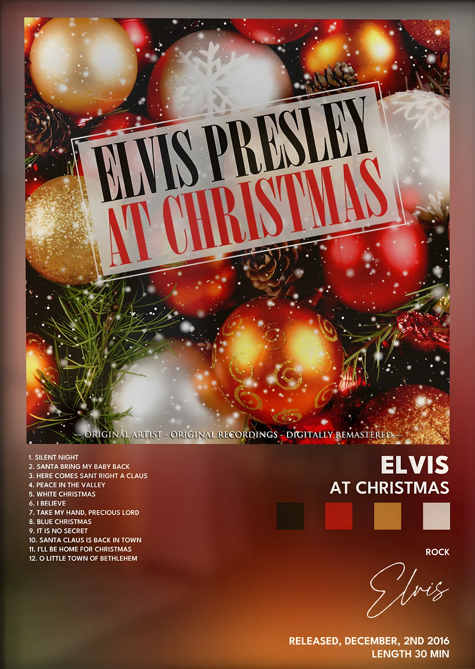 Elvis Presley: At Christmas metal tablo
