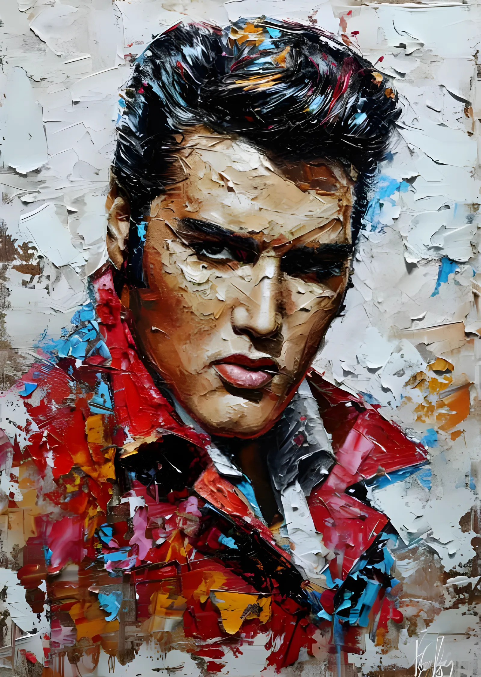 Elvis Presley - Kırmızı Ceket Spatula Yağlıboya metal tablo
