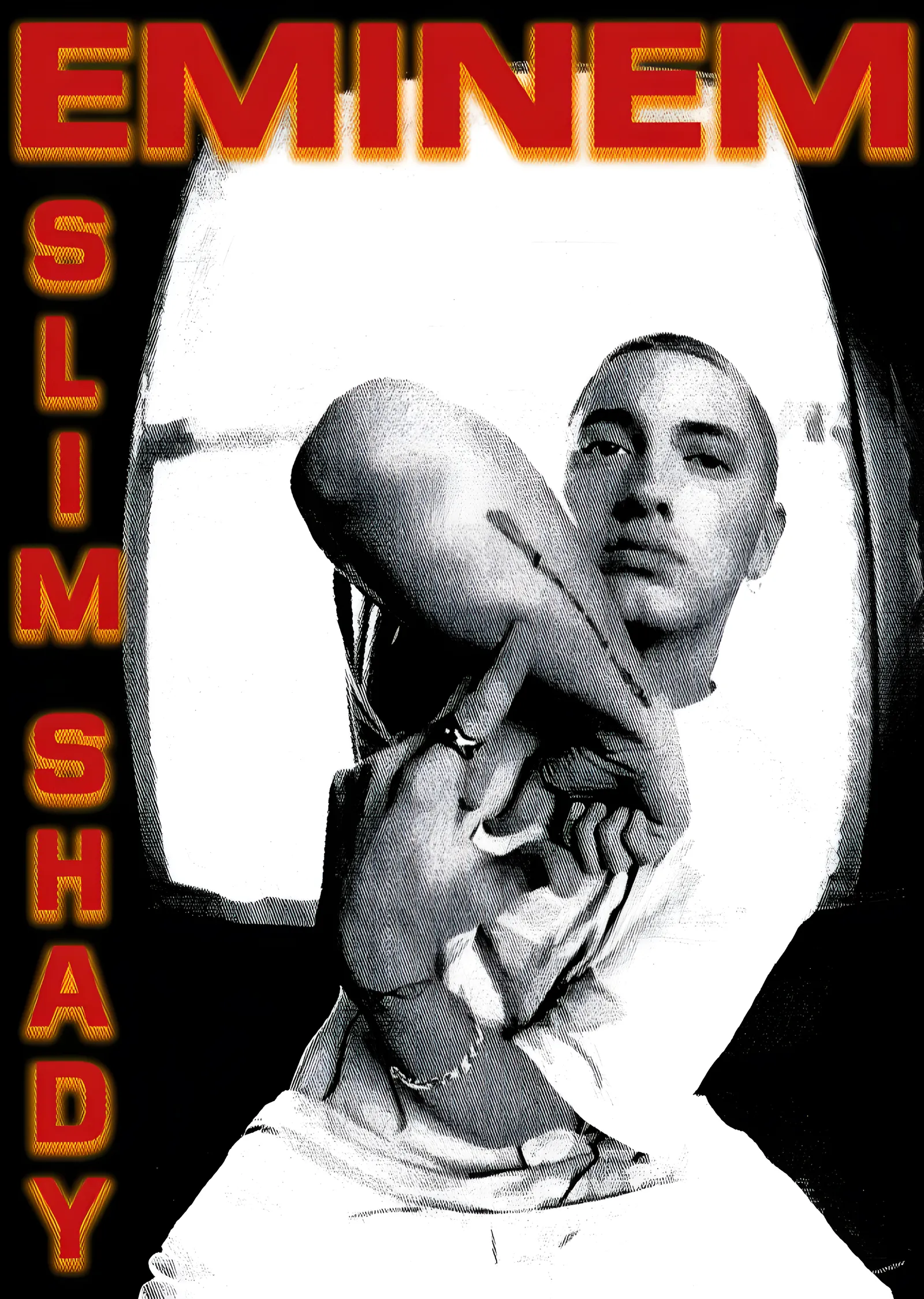 Eminem: Slim Shady Siyah Beyaz metal tablo