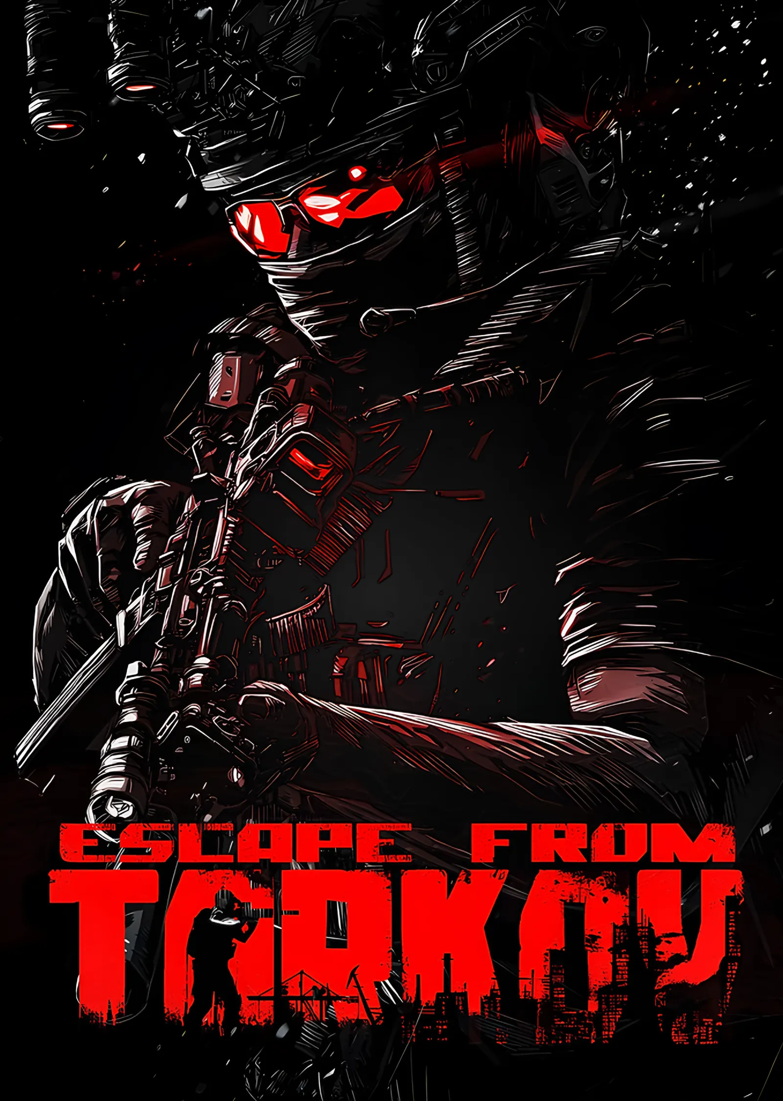 Escape From Tarkov: Kızıl Konturlu Asker metal tablo