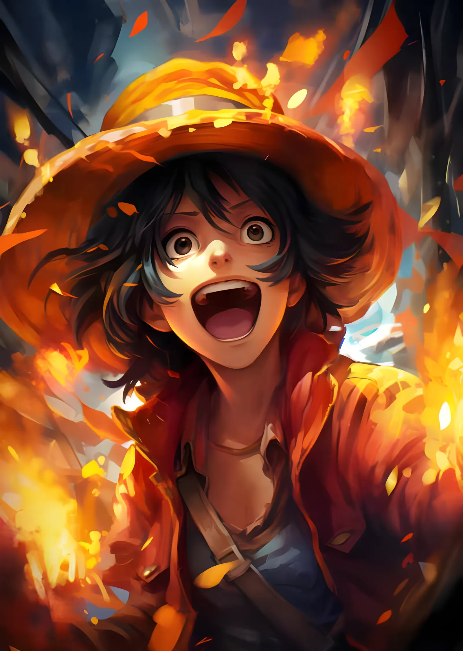 One Piece - Luffy'nin Alevli Kahkahası metal tablo