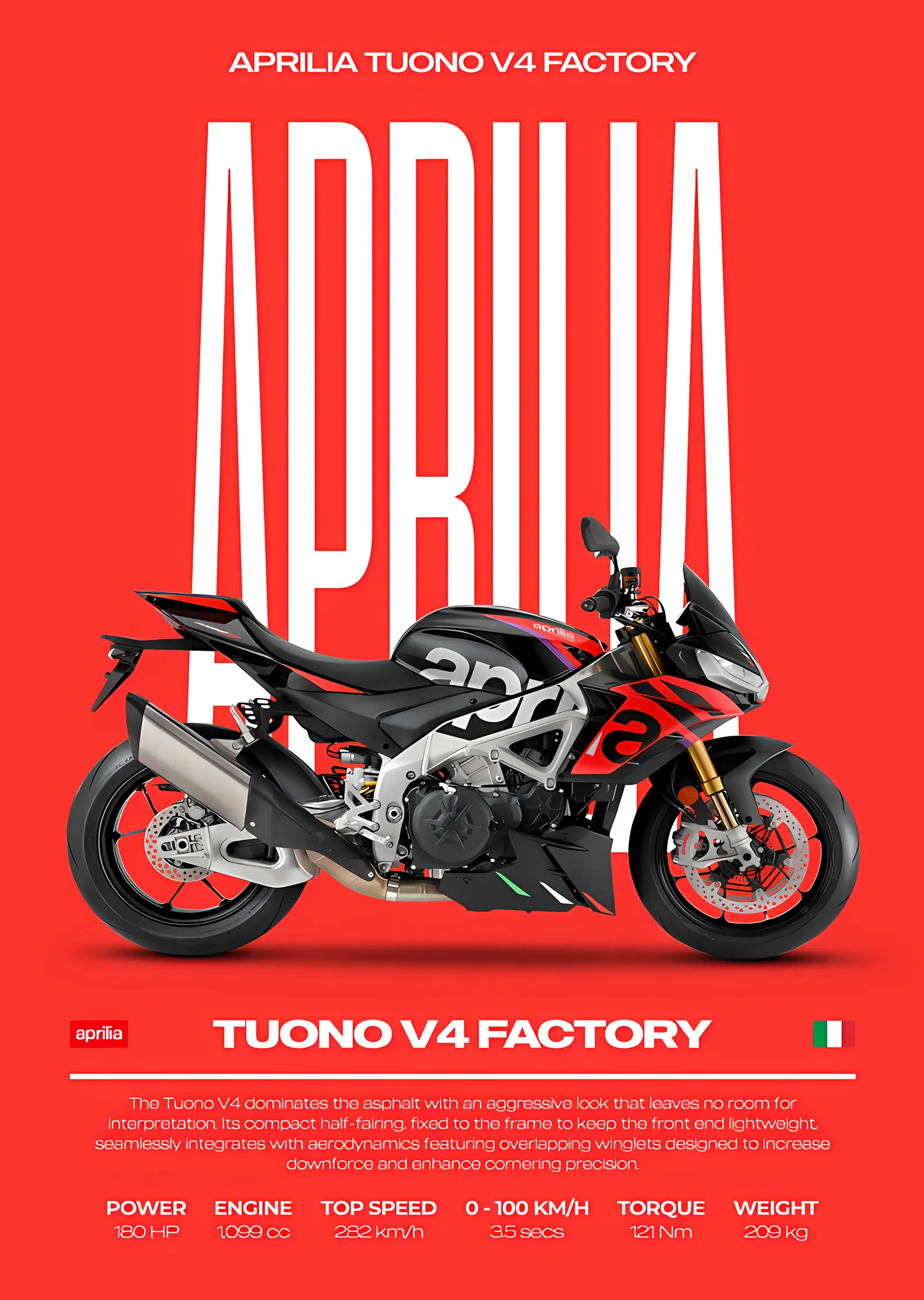 Aprilia Tuono V4 Factory metal tablo