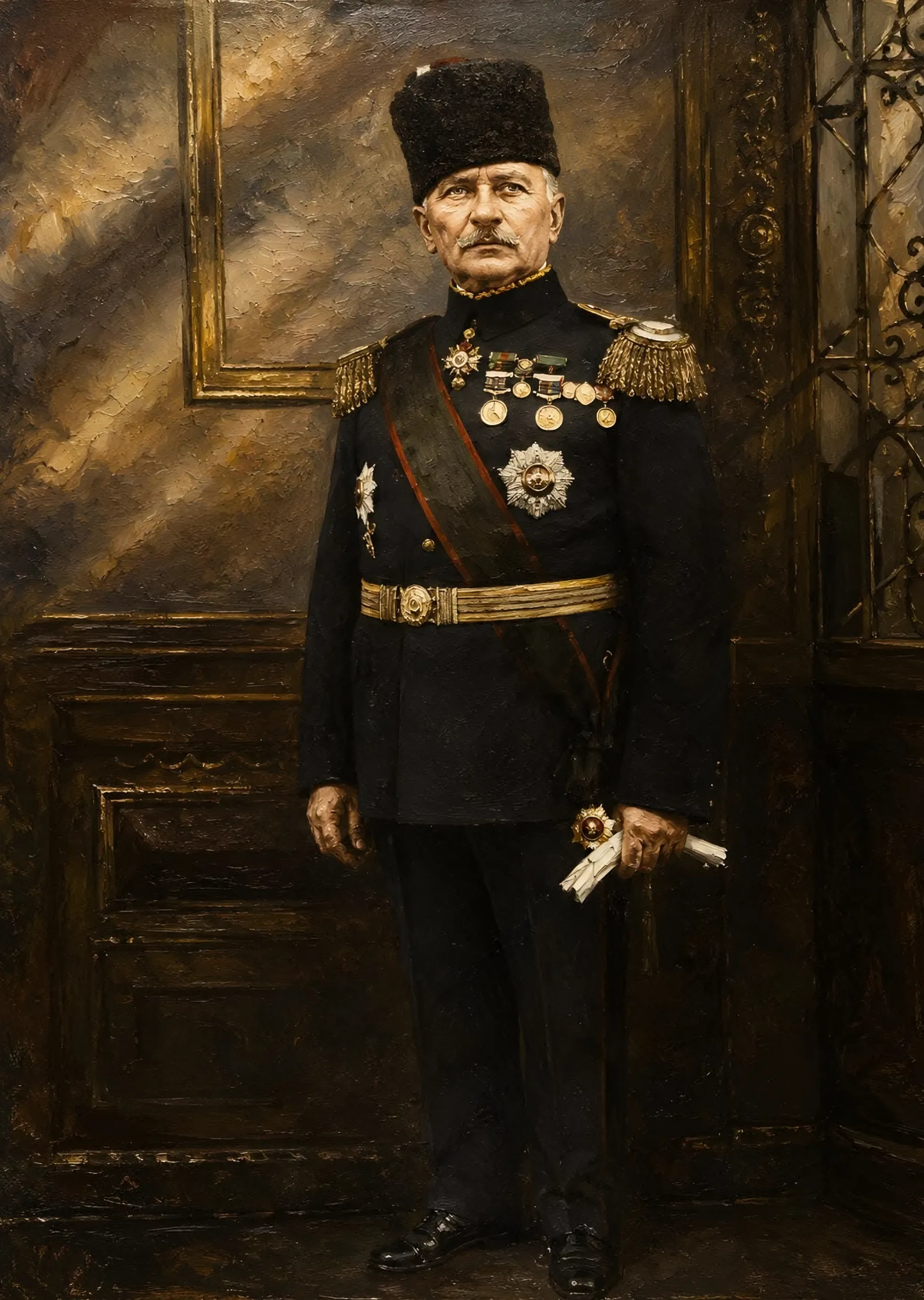 Fahrettin Paşa Üniforma Portresi metal tablo