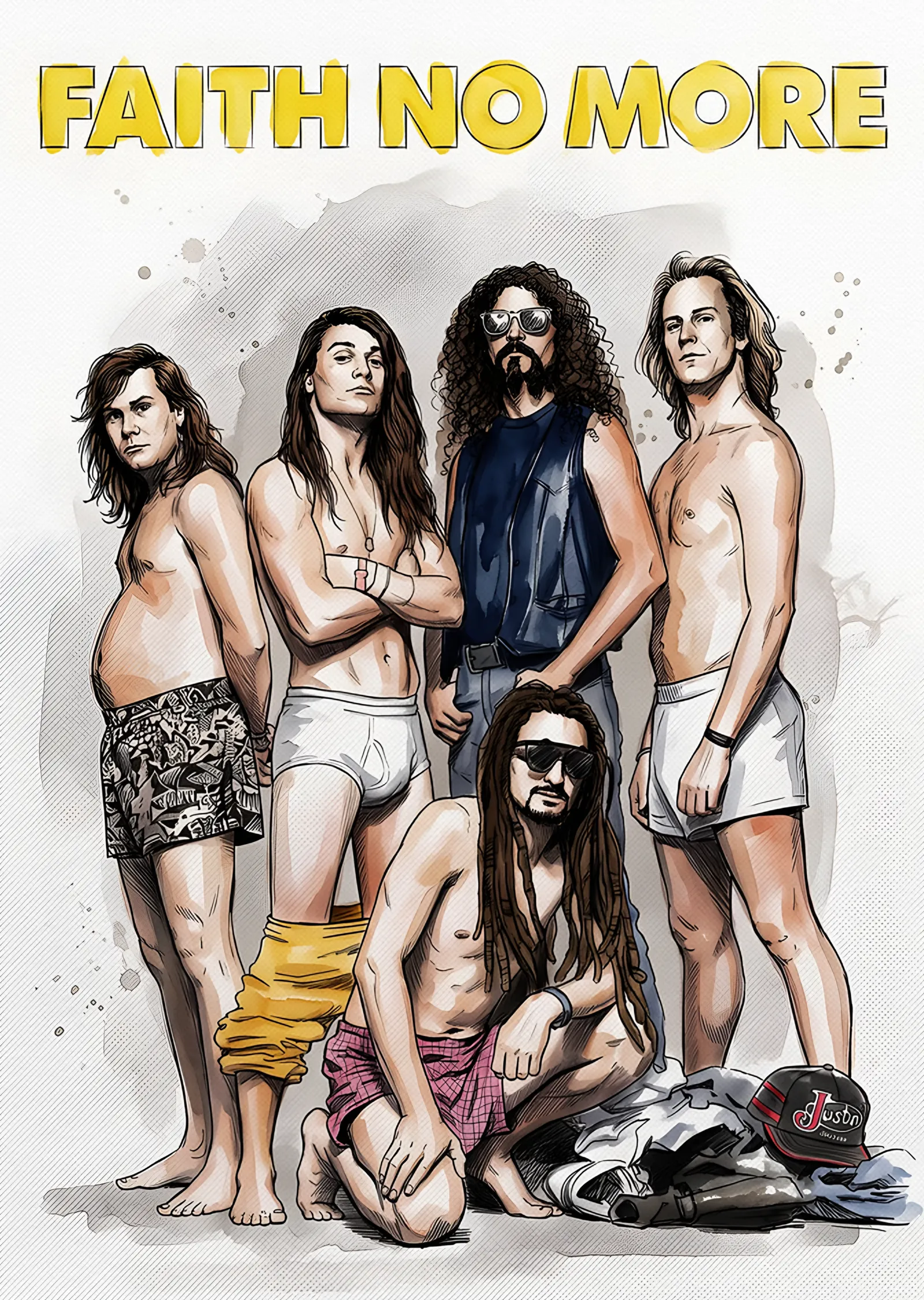 Faith No More - Grup Çizimi metal tablo