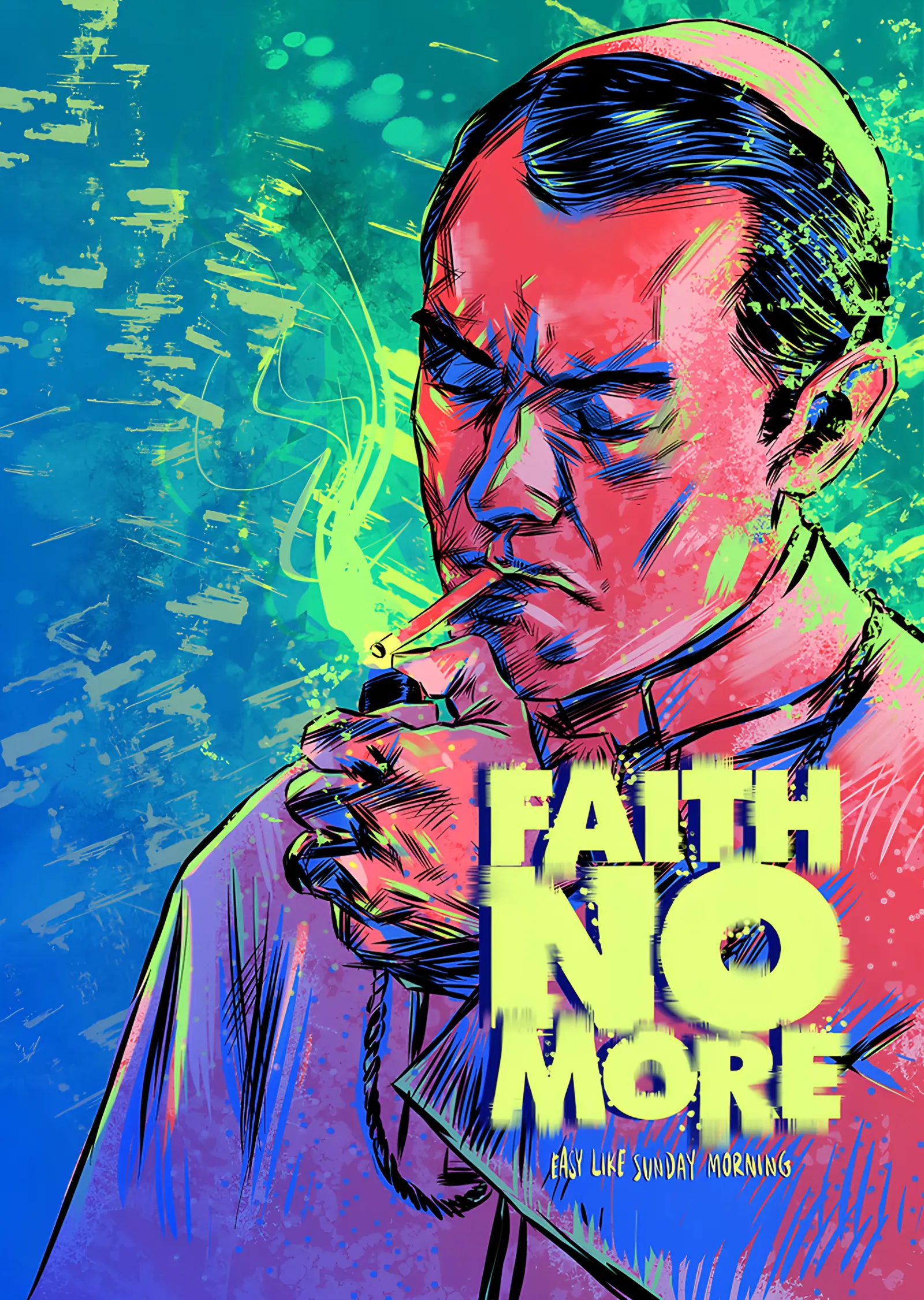 Faith No More - Neon Portre metal tablo