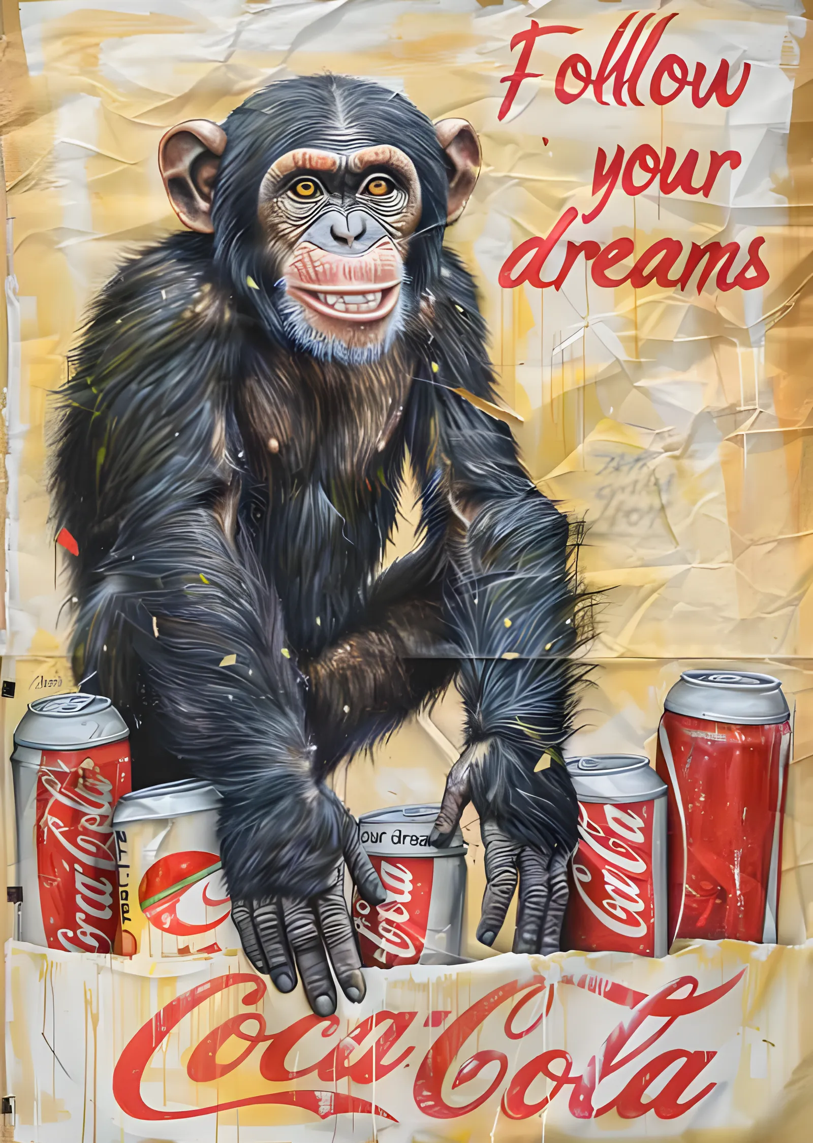 Follow Your Dreams - Şempanze ve Kırmızı Kutular metal tablo
