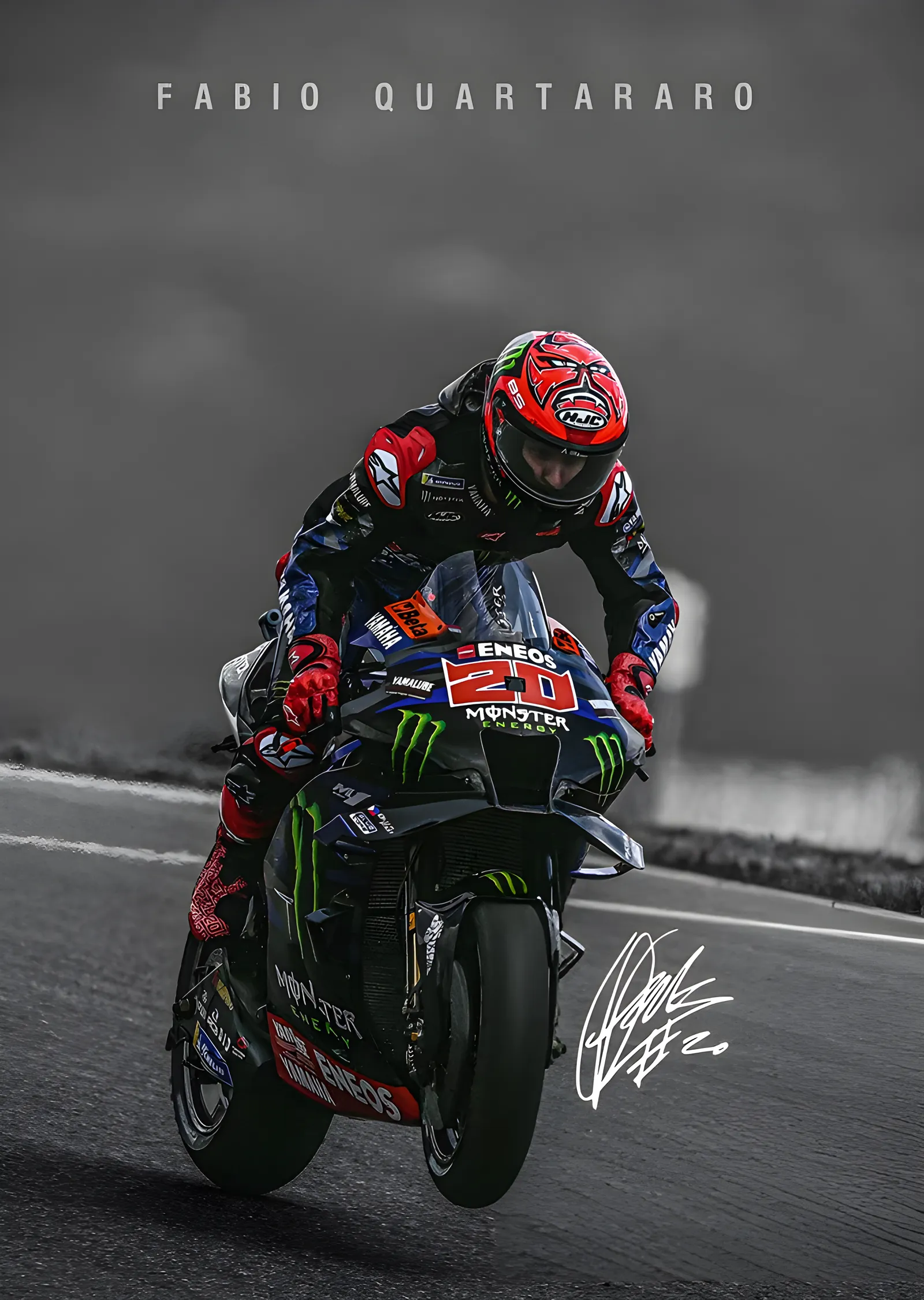 Fabio Quartararo - Gri Pist metal tablo
