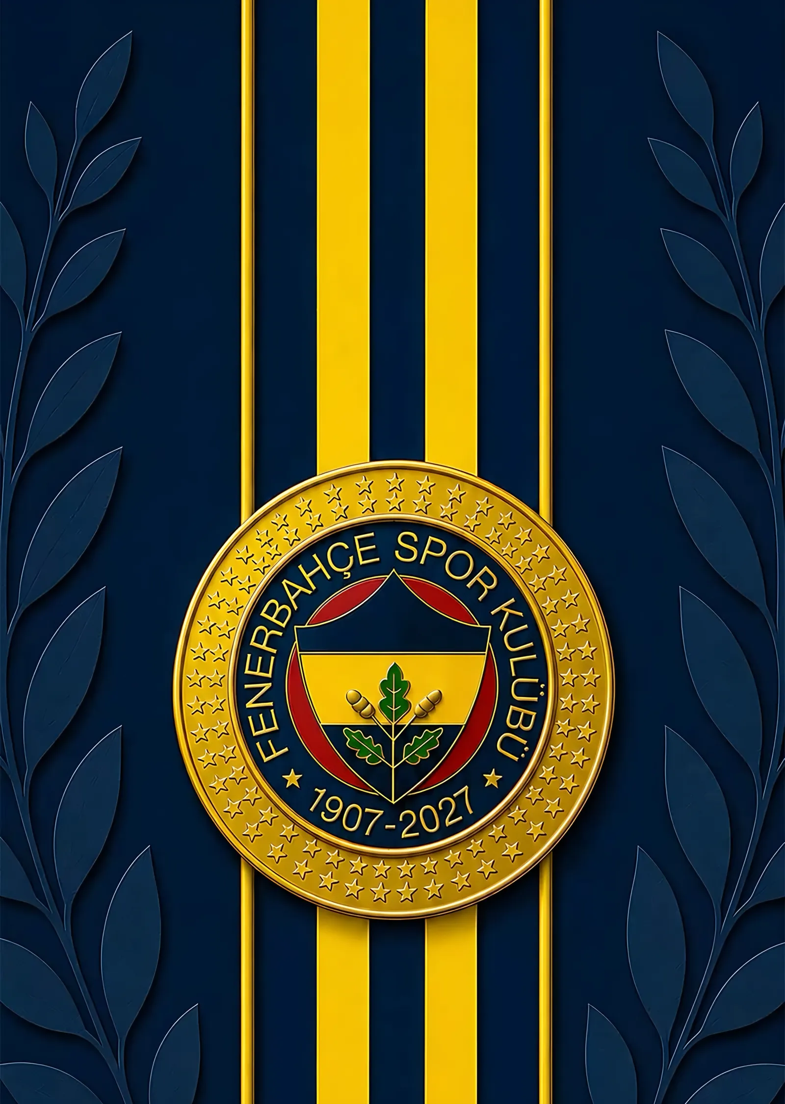 Fenerbahçe: Lacivert Şeritte Altın Arma metal tablo