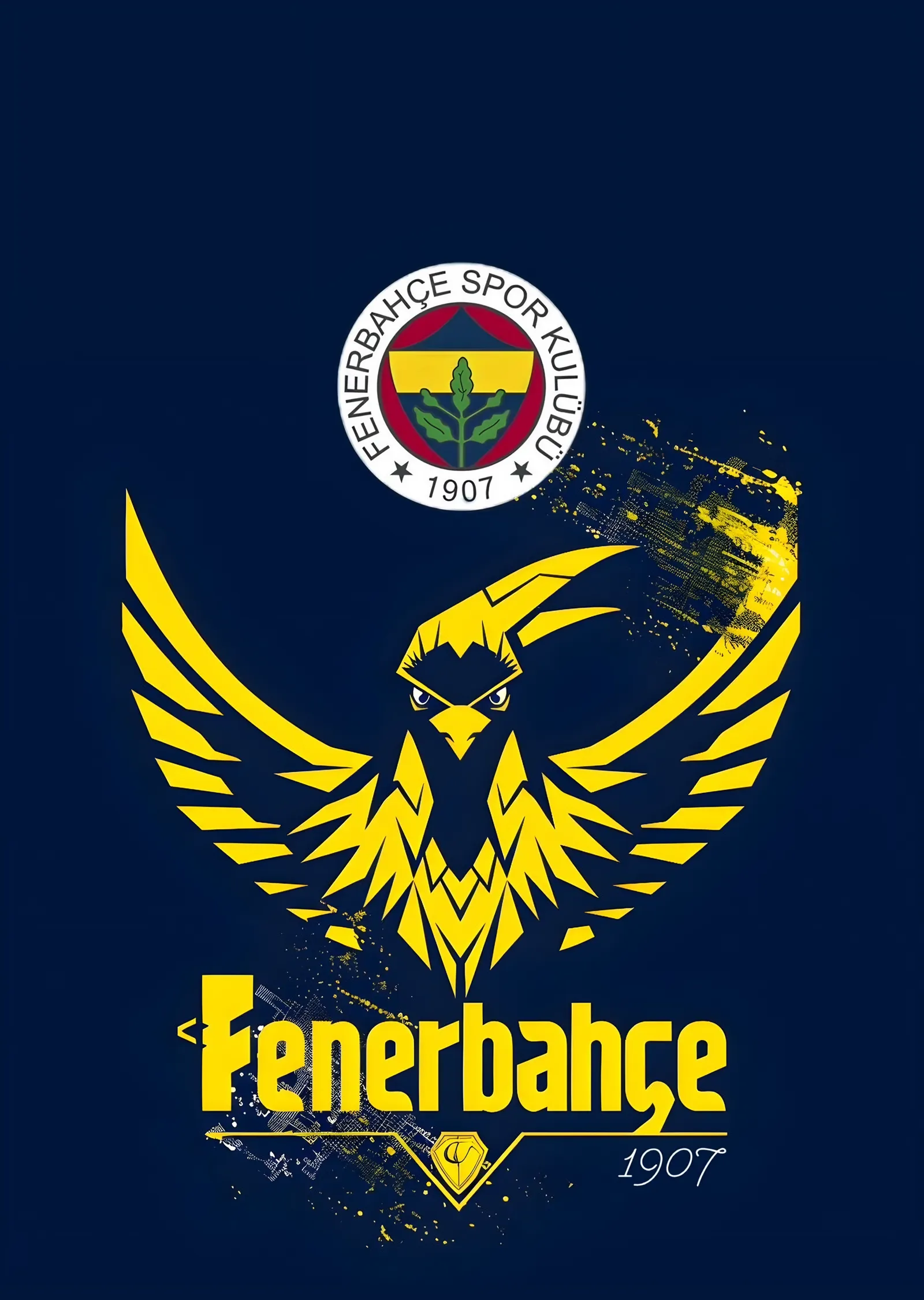 Fenerbahçe: Lacivert Zeminde Sarı Kartal metal tablo