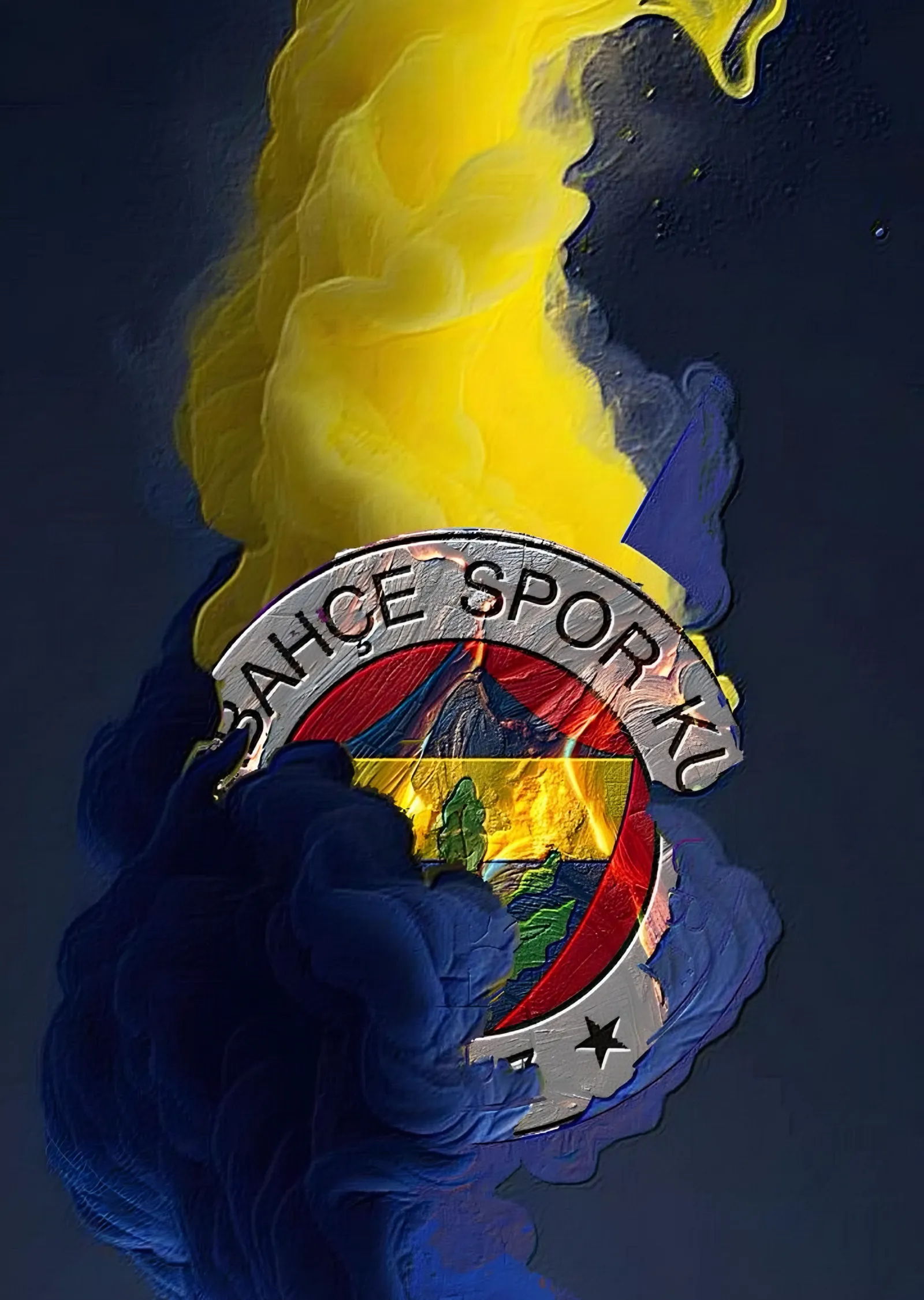 Fenerbahçe: Sarı Lacivert Duman Sütununda Arma metal tablo
