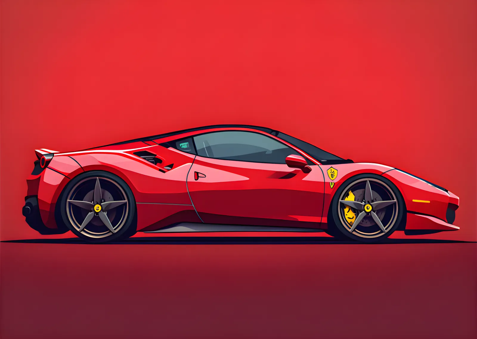 Ferrari 458 - Kırmızı Eskiz metal tablo