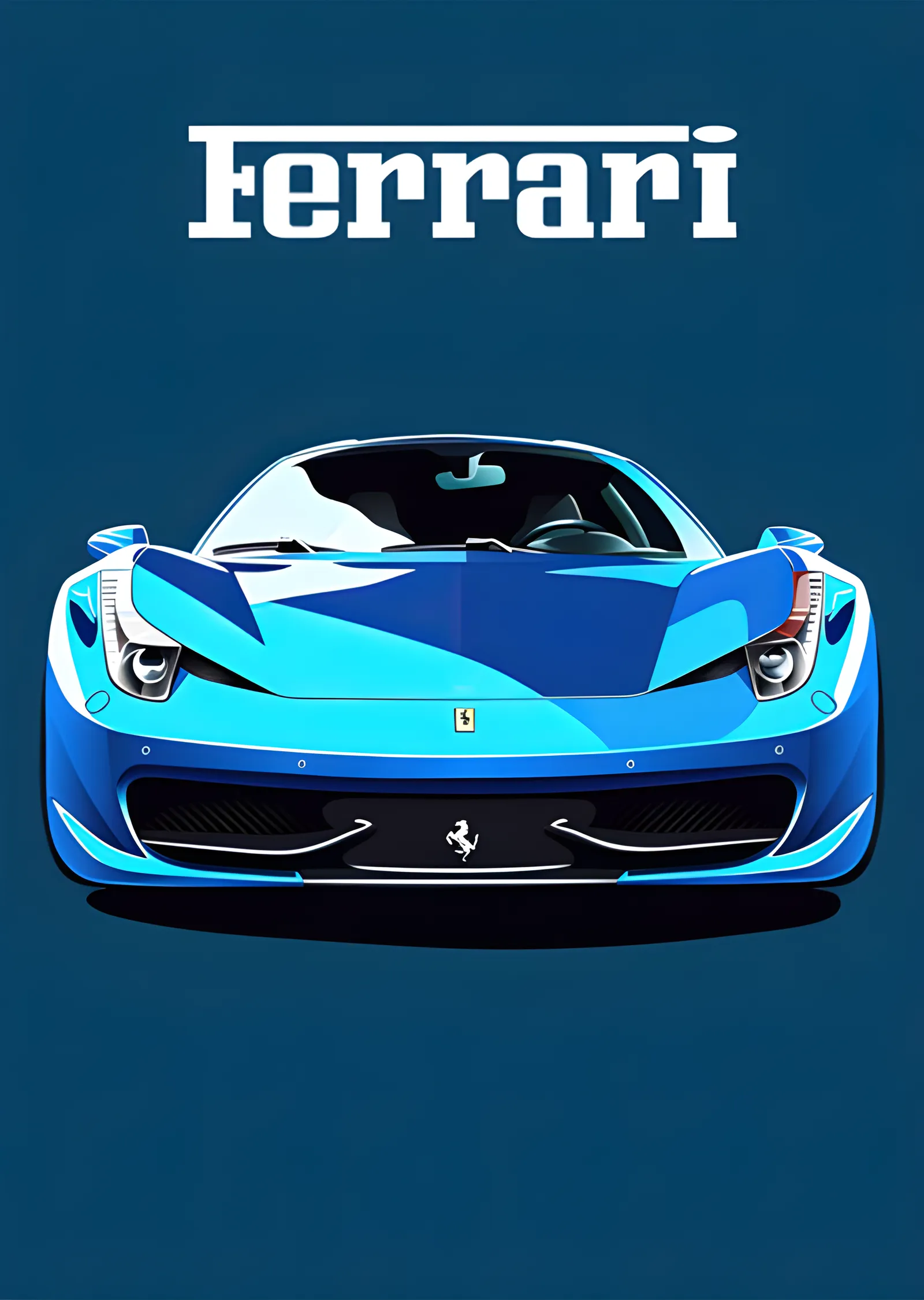 Ferrari 458 - Turkuaz Ön Görünüm metal tablo