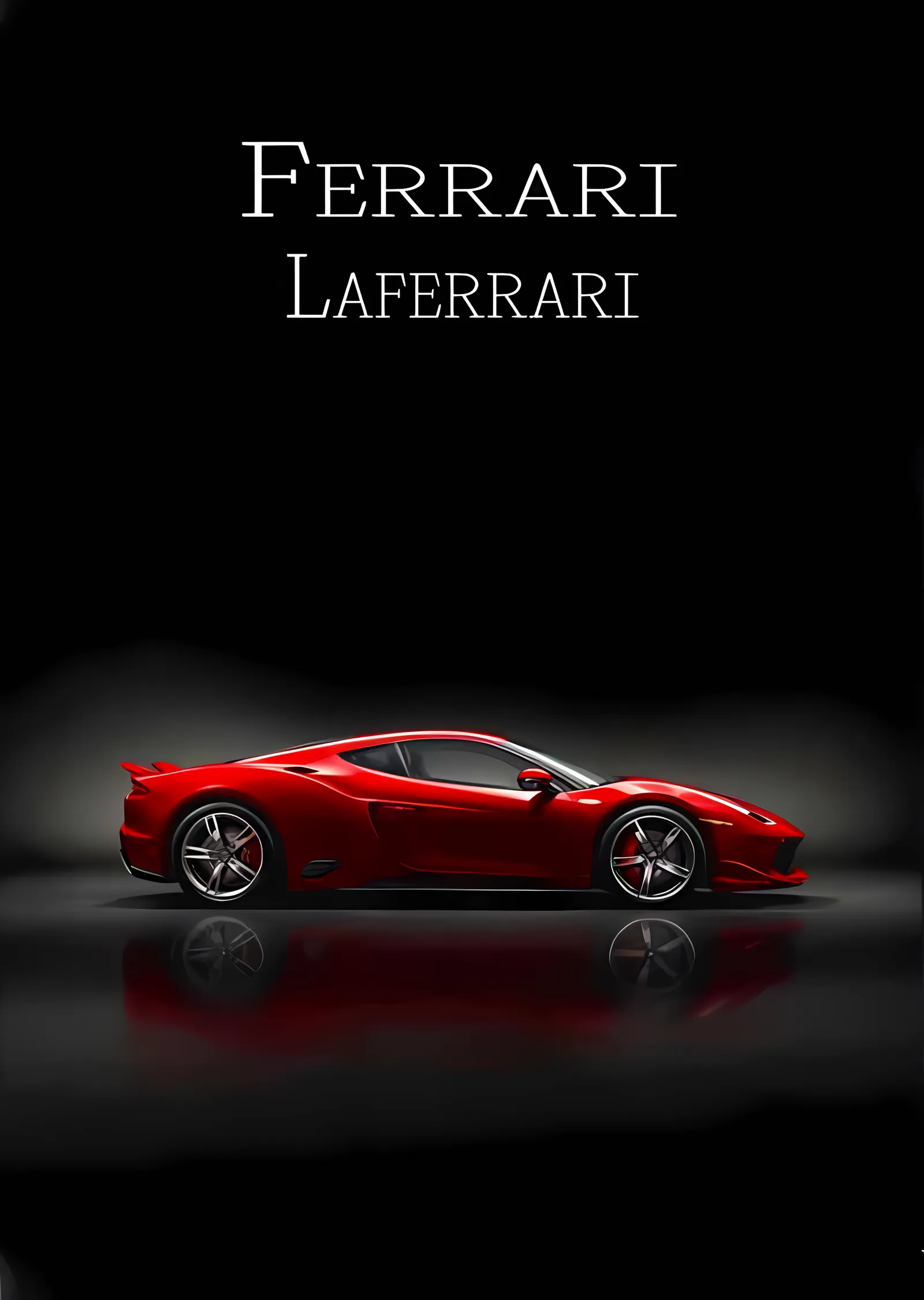 Ferrari LaFerrari - Siyah Zeminde Kırmızı Profil metal tablo