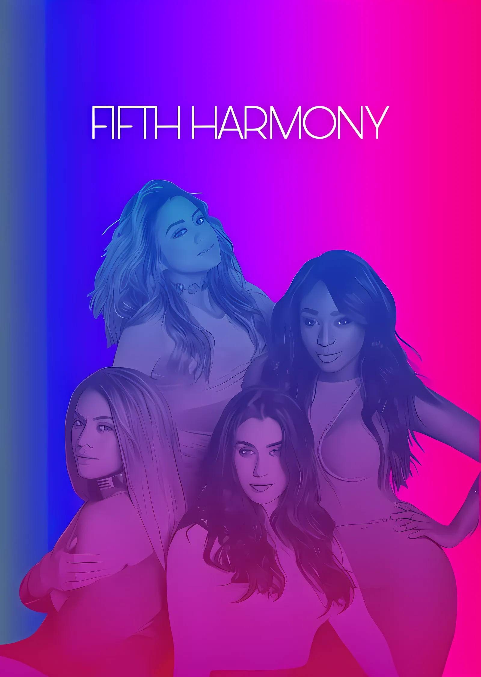 Fifth Harmony: Mor Pembe Degrade metal tablo