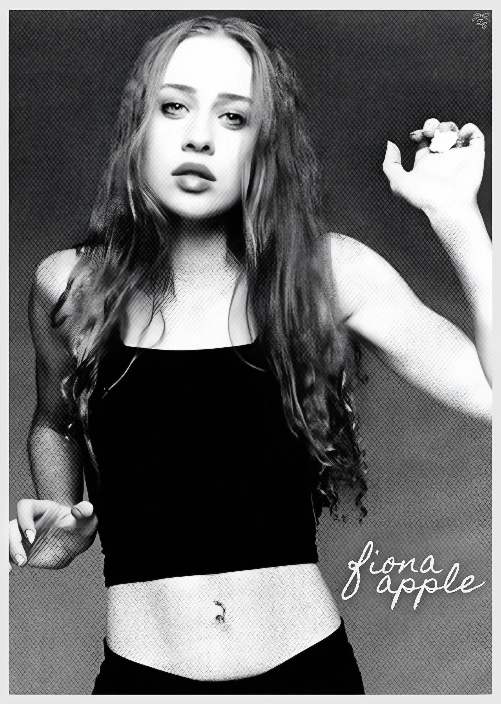 Fiona Apple - Siyah Beyaz Portre metal tablo