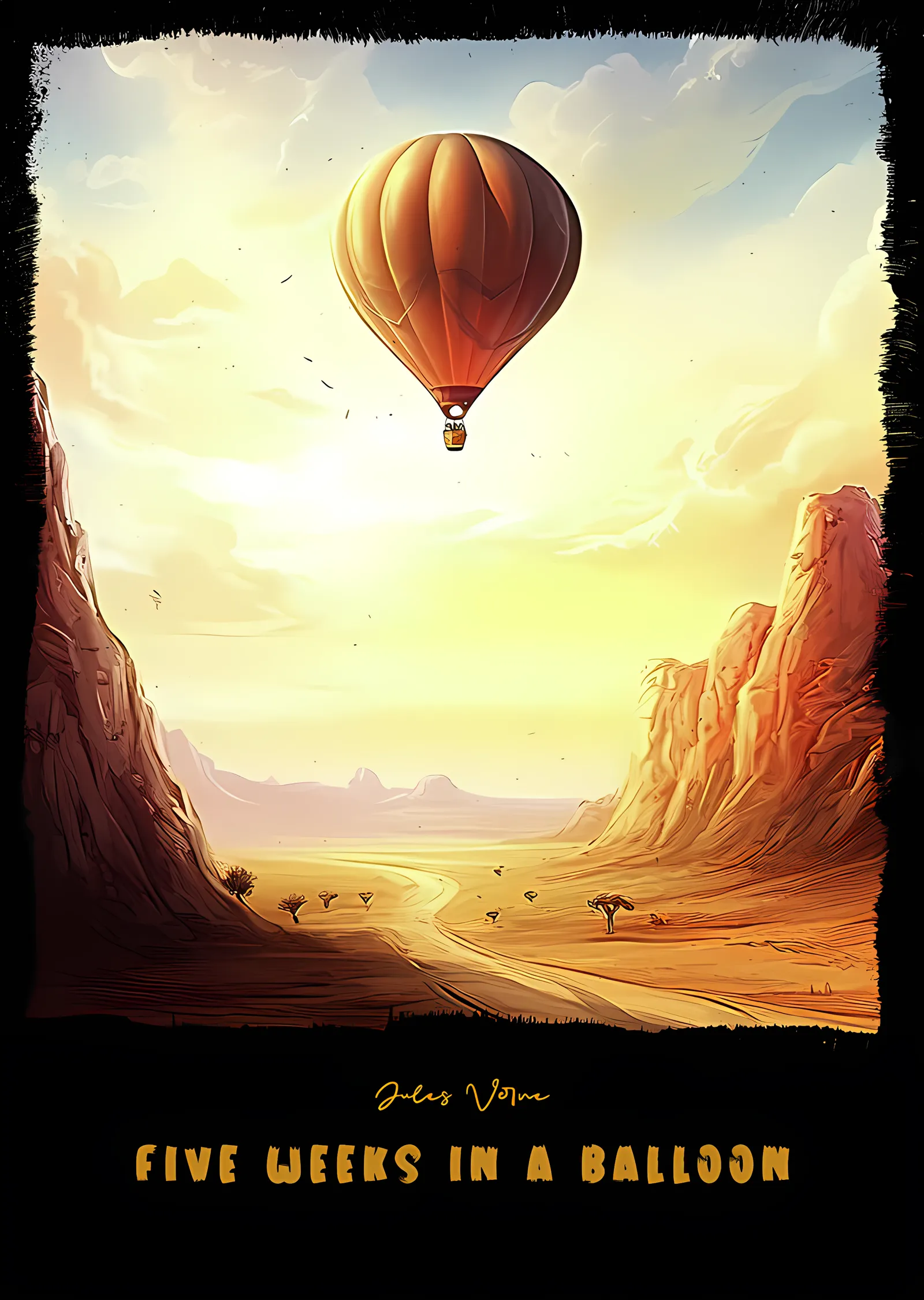 Five Weeks in a Balloon metal tablo
