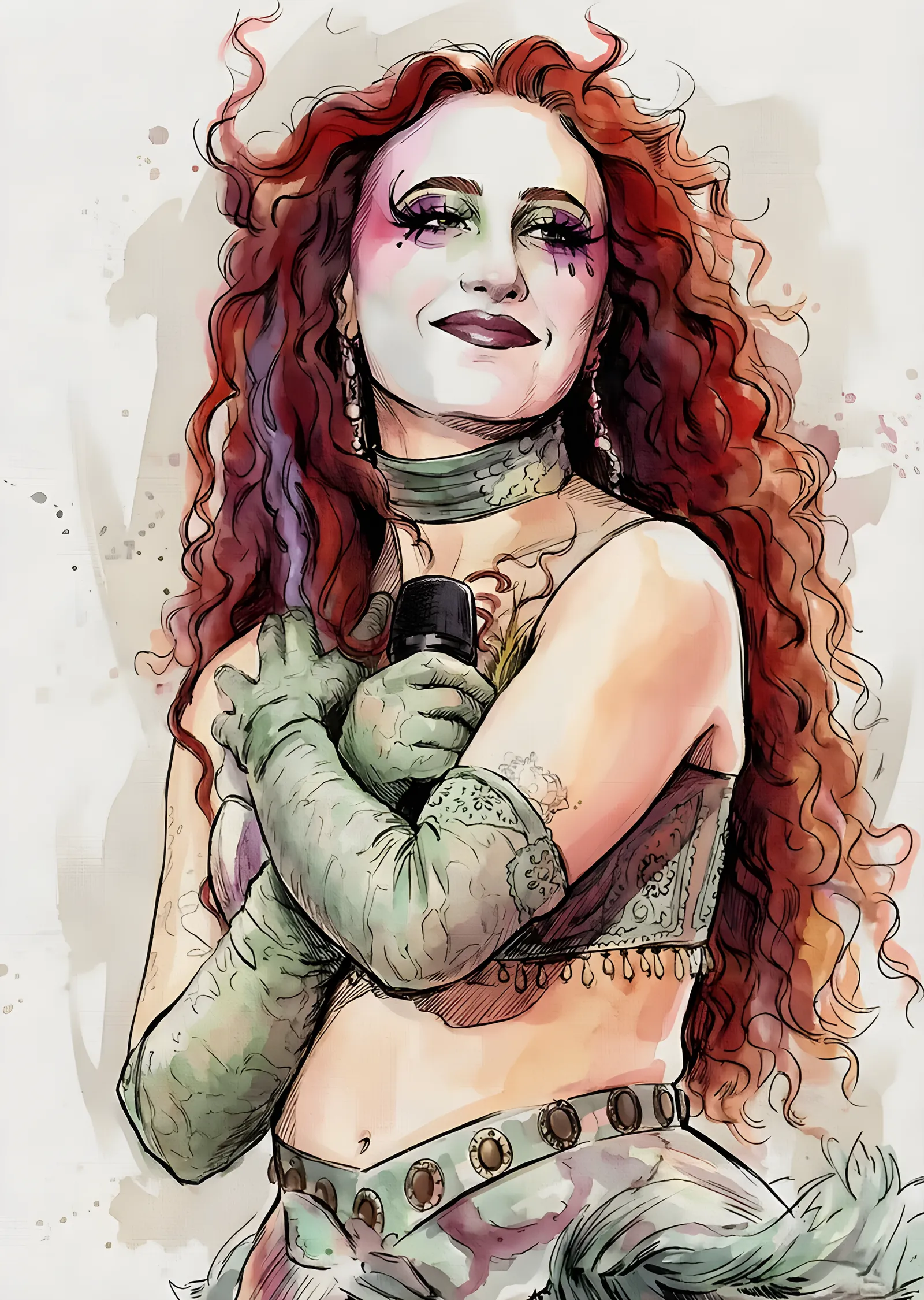 Florence Welch: Suluboya Portre metal tablo